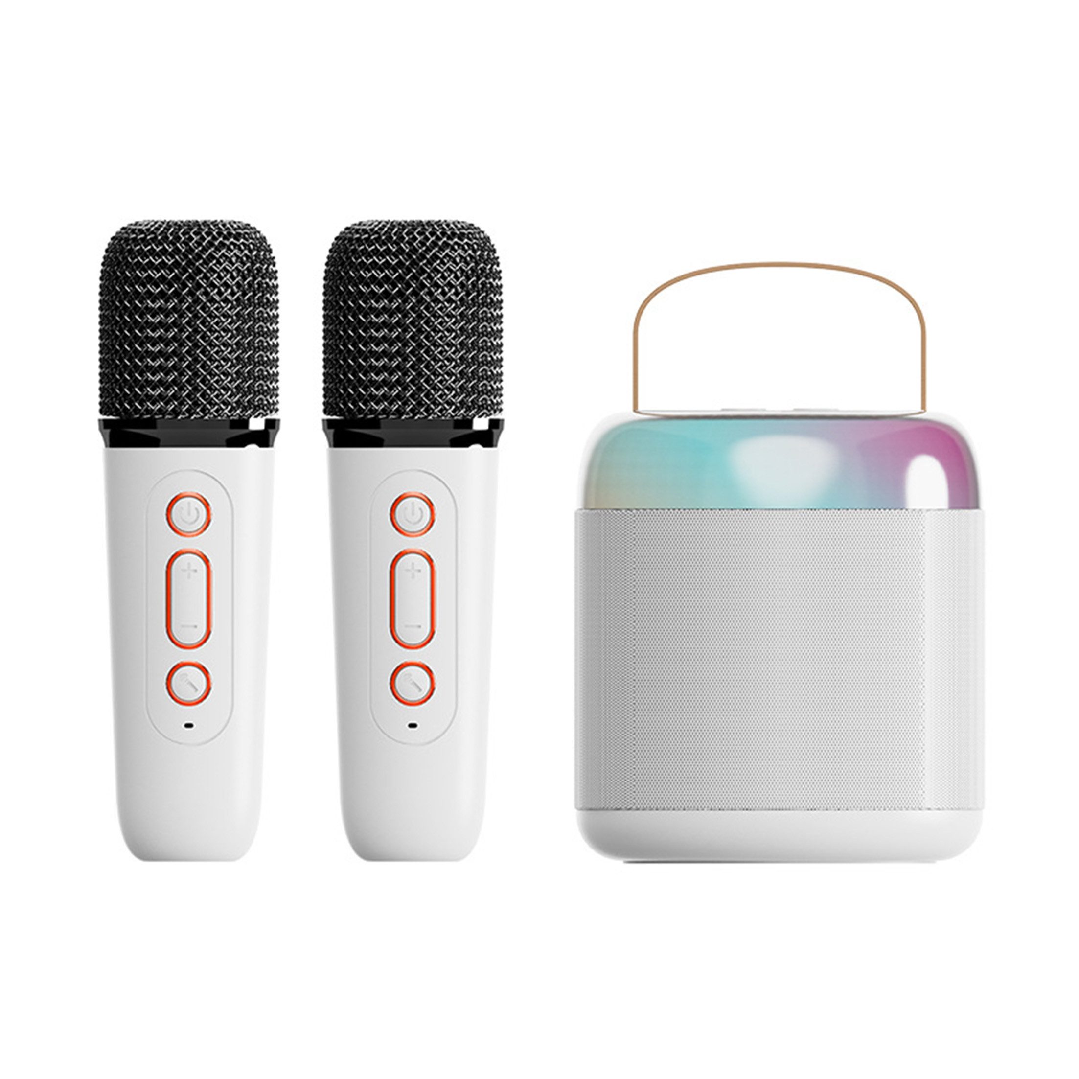 Diida Mikrofon Mikrofon-Lautsprecher-Set,Bluetooth-Lautsprecher,Karaoke Maschine, Stimmwechsel-Funktion,Farbige Lichter,Zwei Mikrofone