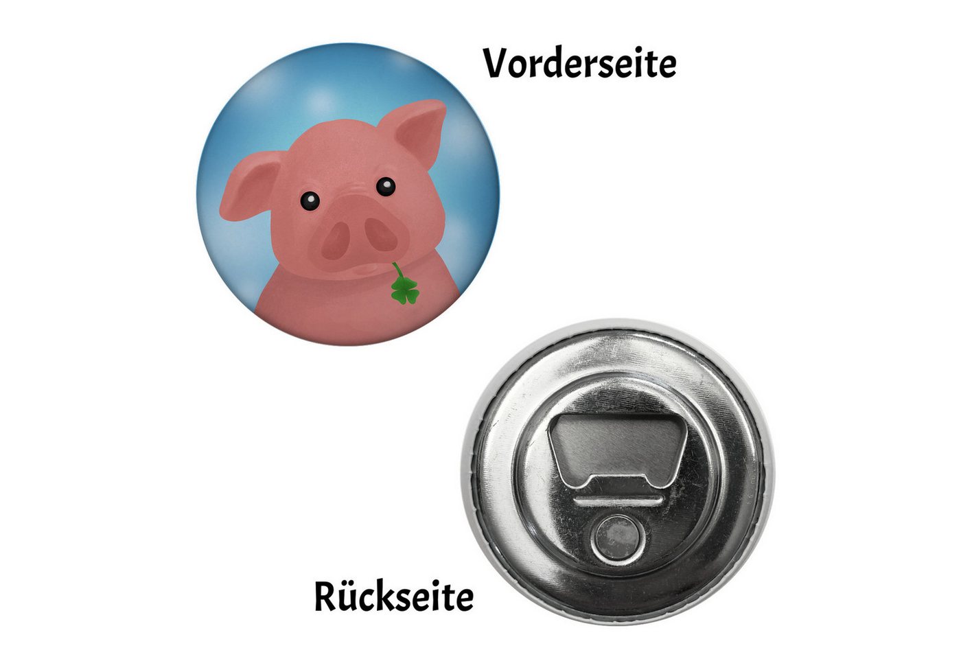 Thumbnail - speecheese Magnet Schweinchen Glücksbringer Magnet rund mit Flaschenöffner rund