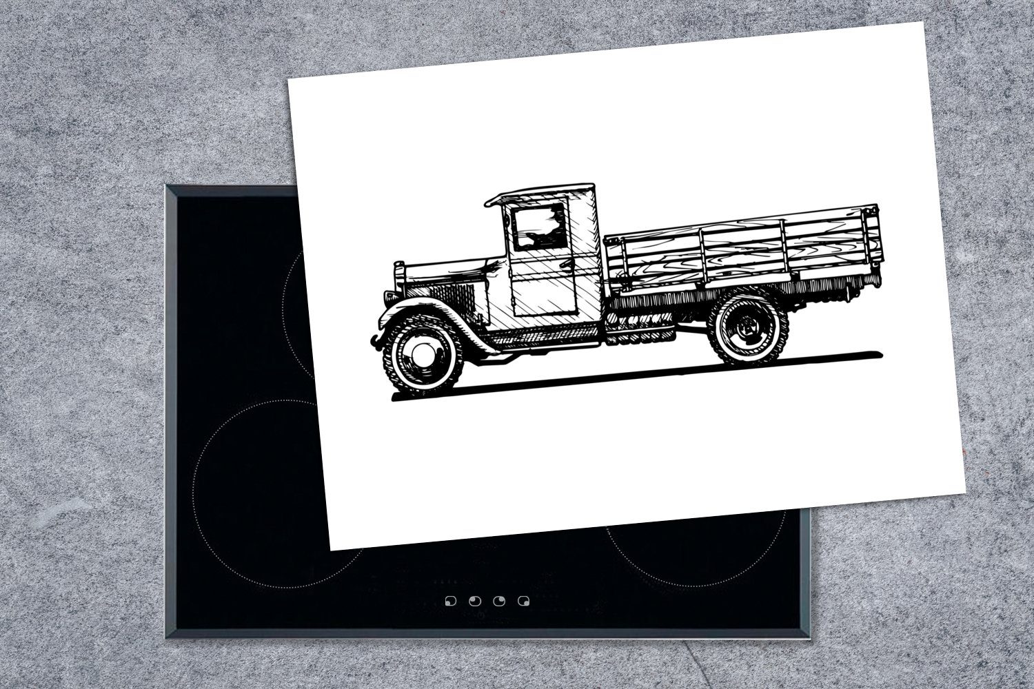 MuchoWow Herdblende-/Abdeckplatte (1 Ceranfeldabdeckung 70x52 tlg), Alter L Mercedes-Benz cm, 312, Arbeitsfläche Mobile nutzbar, Vinyl