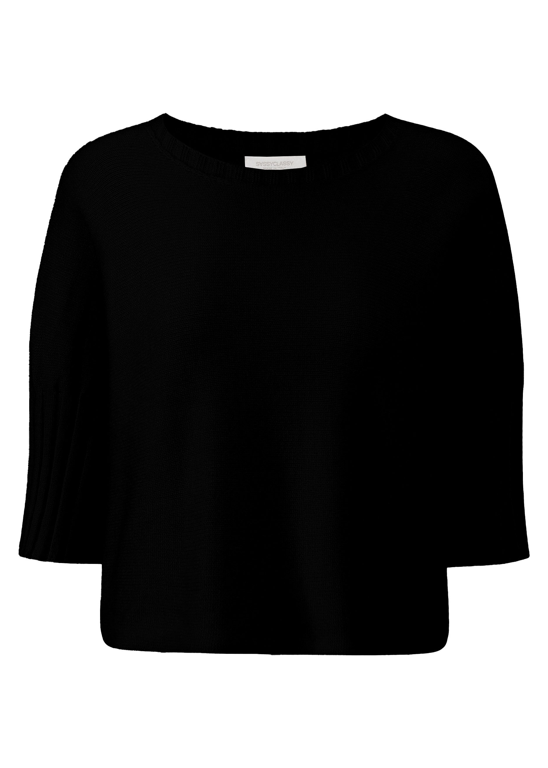 SASSYCLASSY Strickpullover Kurzarm Strickpullover Damen mit weitem Rundhals günstig online kaufen