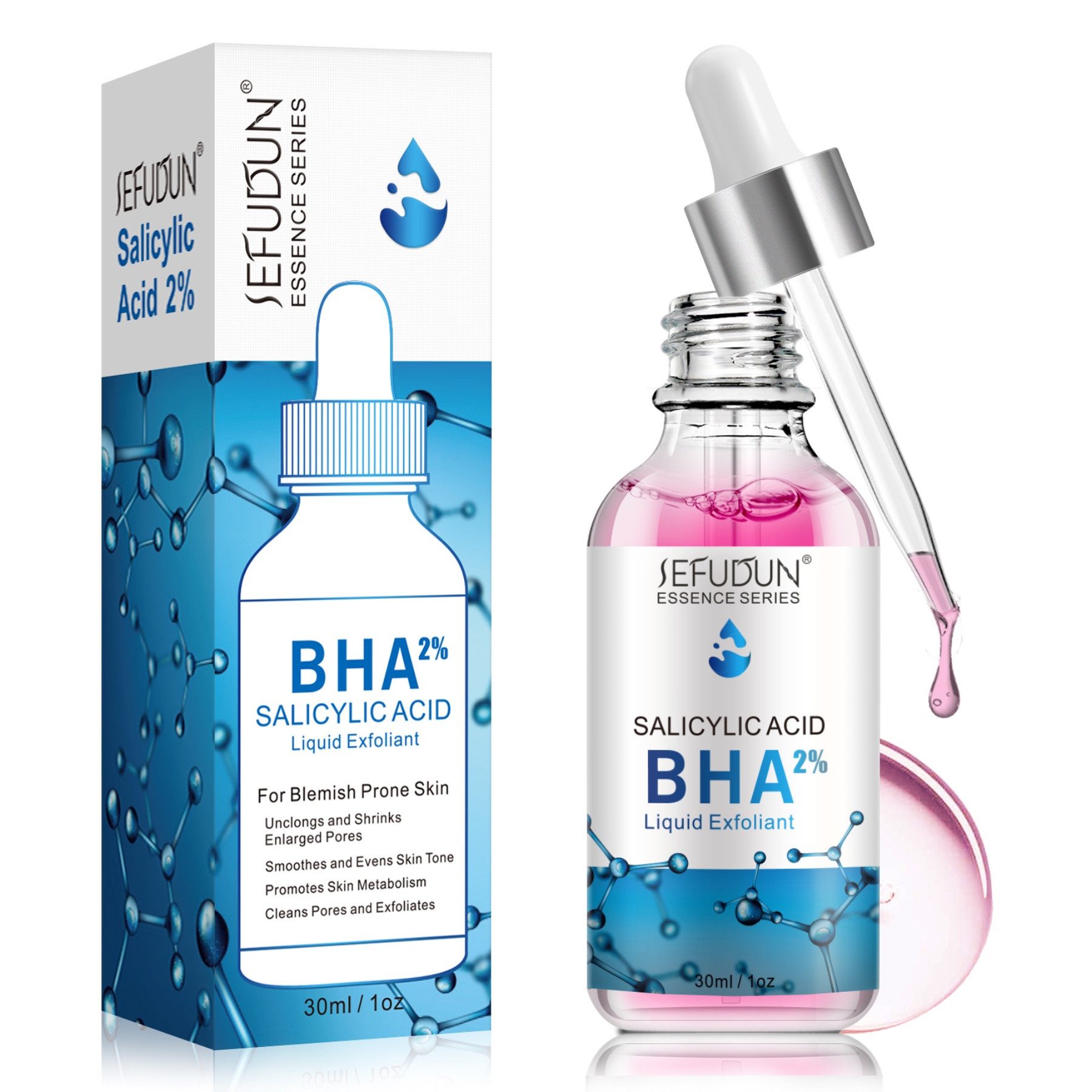 P-Beauty Cosmetic Accessories Gesichtsserum mit Salicylsäure Alicylic Acid BHA 2% Liquid Exfoliant Peeling, 1-tlg., Gesichtspeeling, Gesichtsserum, Hautpflege