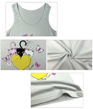 LOREZA Unterhemd 5er Set Mädchen Unterhemden - Katzen - Bunt (Set, 5-St)