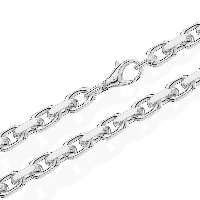 NKlaus Silberkette 60cm Ankerkette Halskette Massiv 925 Sterlingsilbe Diamantiert
