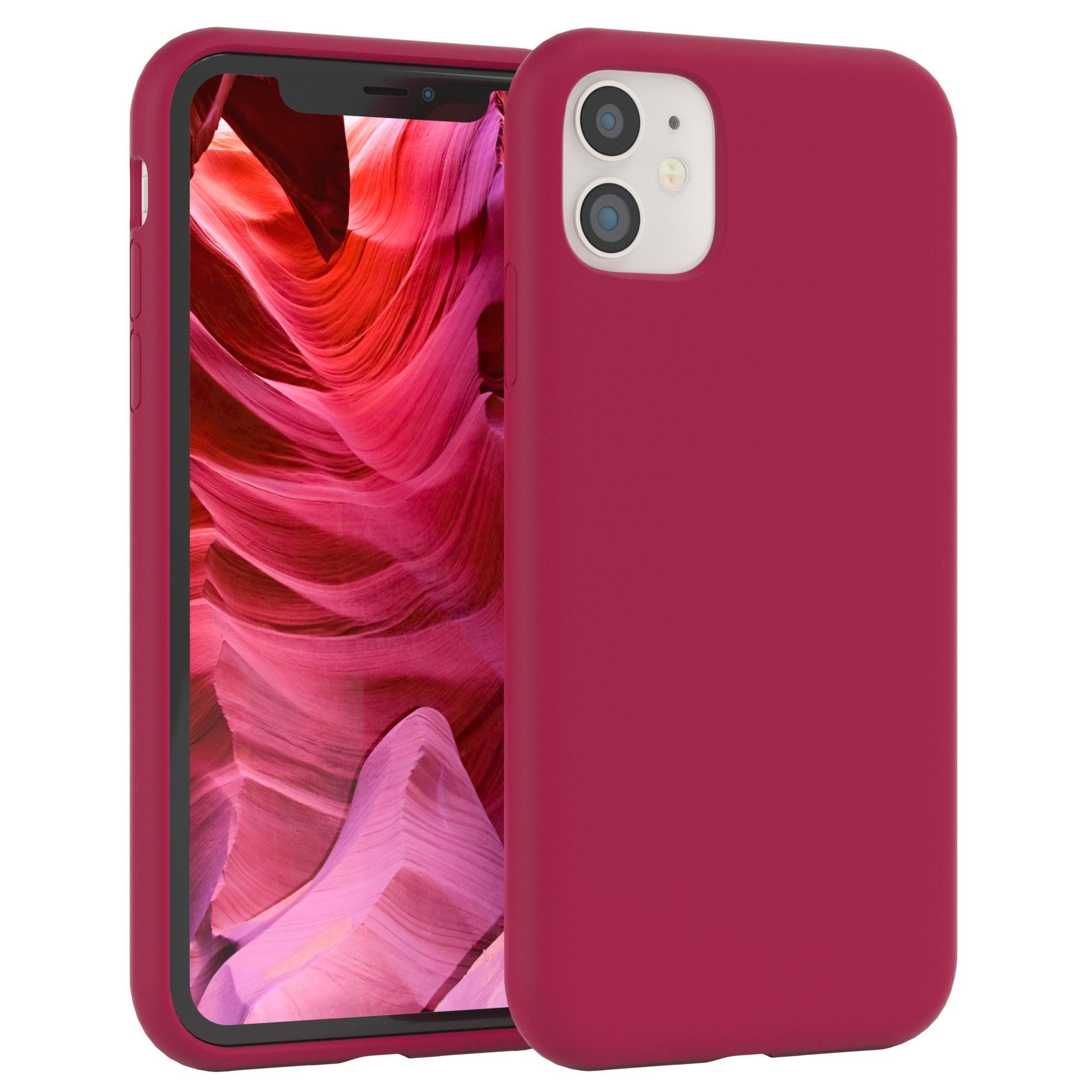 EAZY CASE Handyhülle Premium Silikon Case für Apple iPhone 11 6,1 Zoll, Hülle Silikon mit Displayschutz Handytasche aus Silikon Rot / Beere