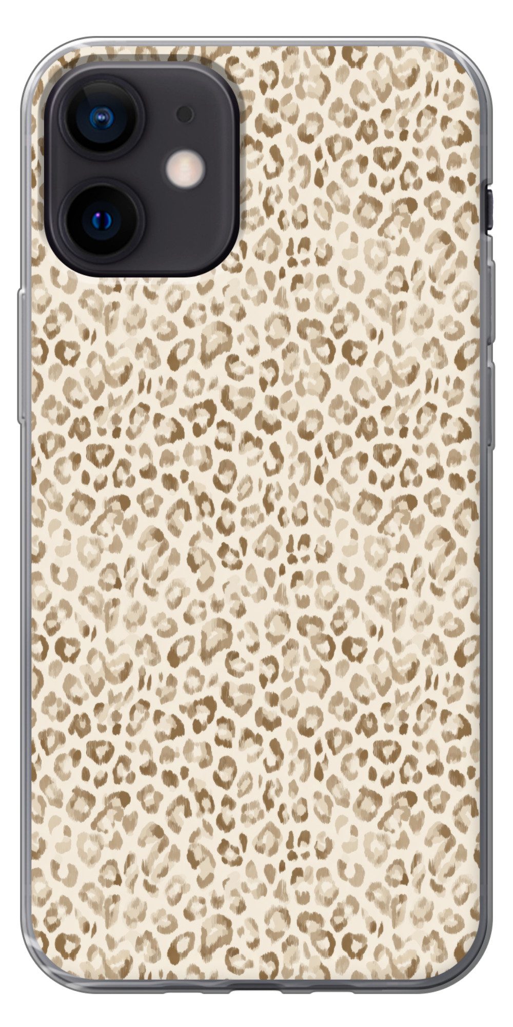 MuchoWow Handyhülle für Apple iPhone 12 Leopard - Klassisch - Beige, Smartphone-Bumper, Print, Handy Schutzhülle Dünn
