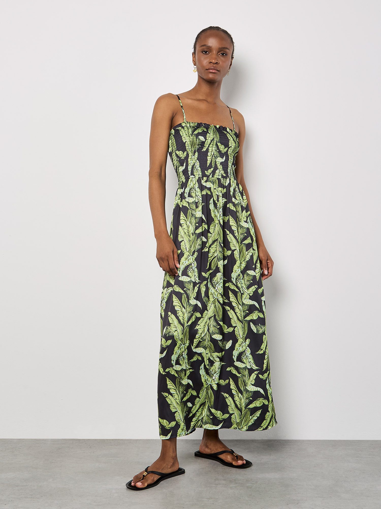 Maxikleid Tropical Leaf Smokkleid
