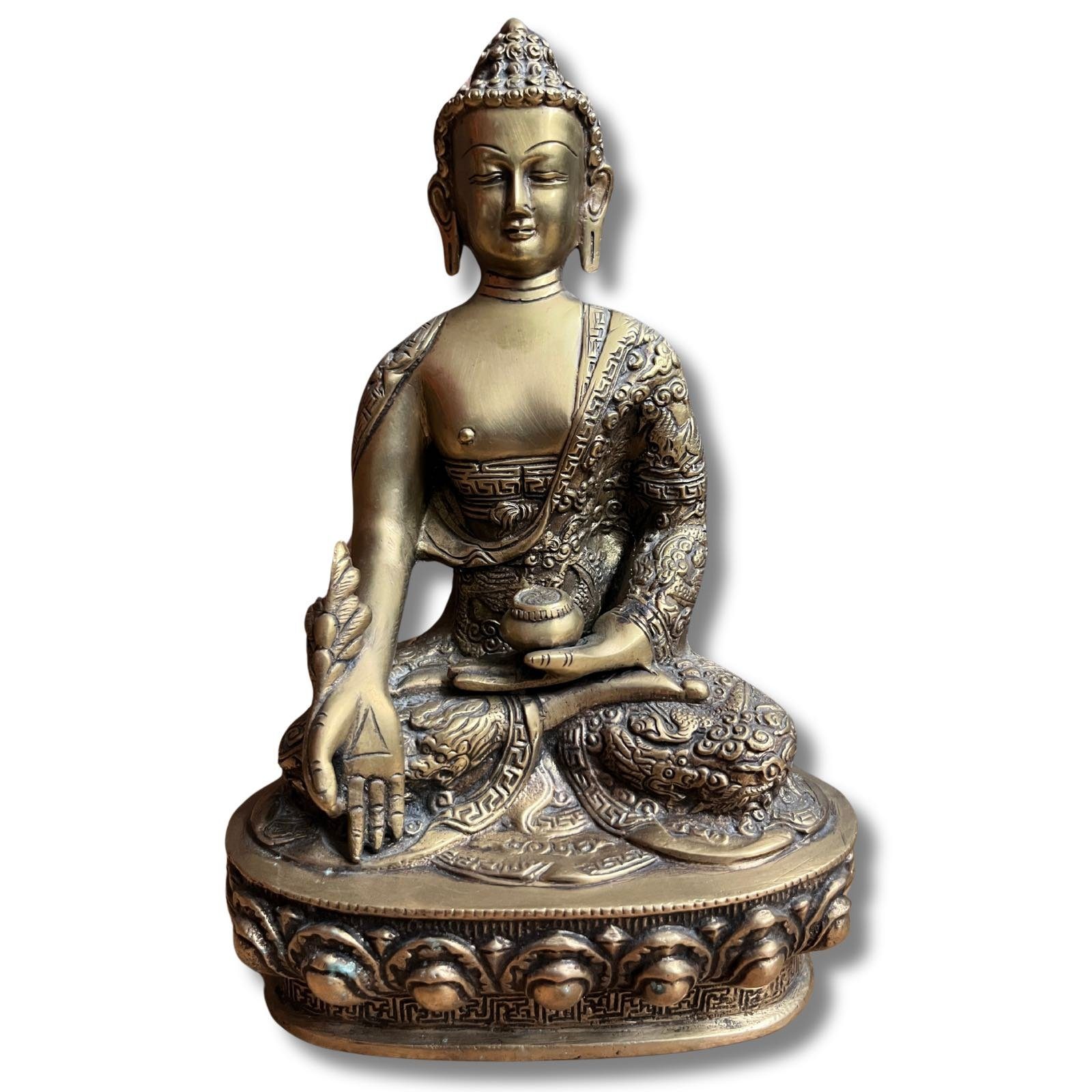 Asien LifeStyle Buddhafigur Alte Medizin Buddha Figur Bronze Tibet 27 cm groß
