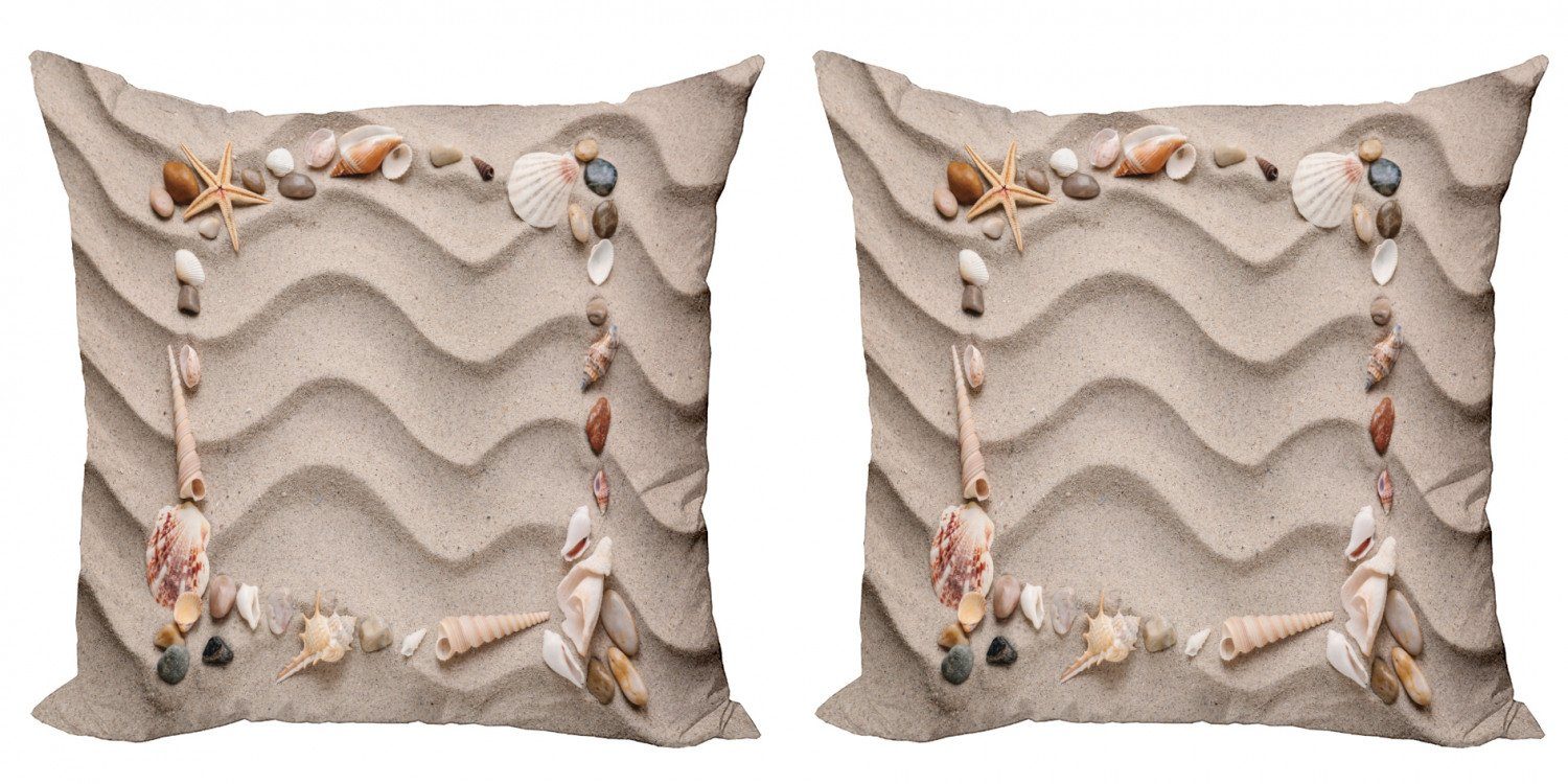 Kissenbezüge Modern Accent Doppelseitiger Digitaldruck, Abakuhaus (2 Stück), Natürliche Farbe Seashell-Quadrat-Rahmen