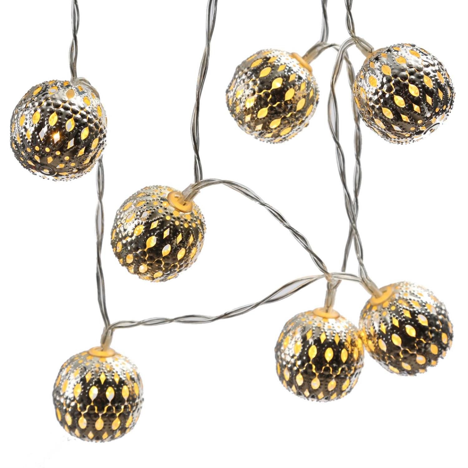 MARELIDA LED-Lichterkette LED Deko Lichterkette 8 Kugeln Metallbälle orientalisch marokkanisch, 8-flammig