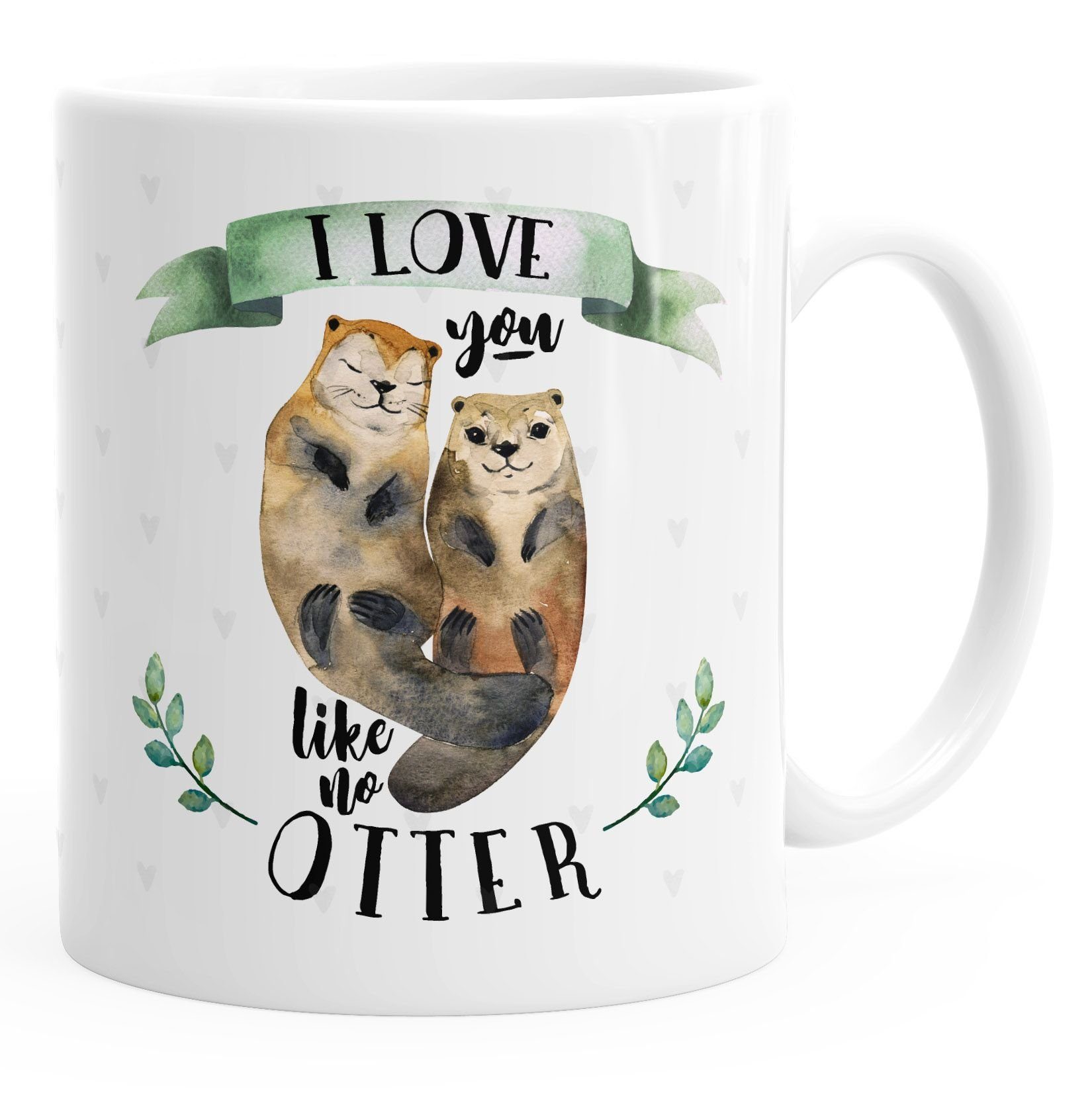 MoonWorks Tasse Kaffee-Tasse Otter Pärchen I love you like no otter Geschenk Liebe Spruch Kaffeetasse Teetasse Keramiktasse MoonWorks® einfarbig, Keramik