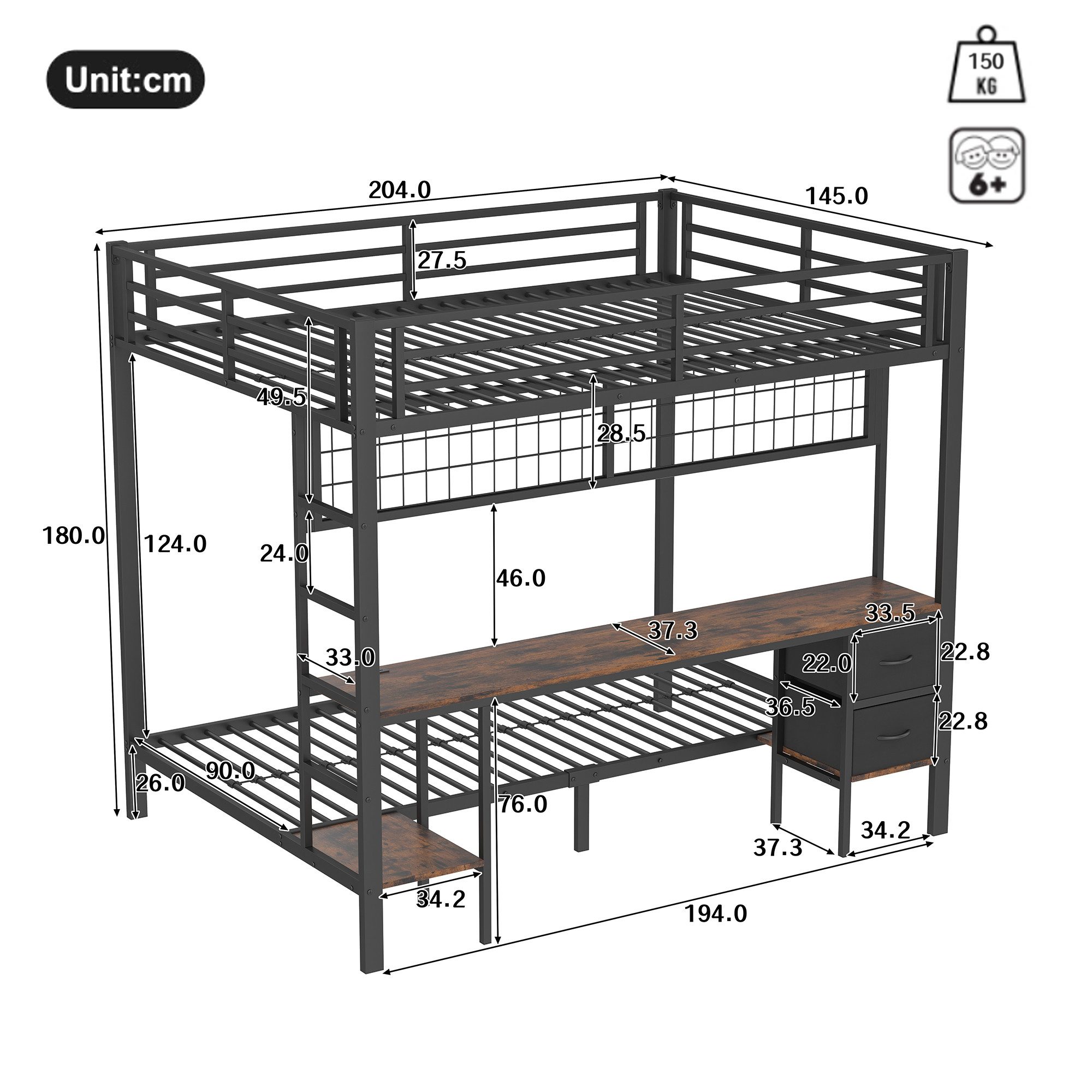 Ulife Etagenbett Metallbett Jugendbett Eisenrahmen mit günstig online kaufen