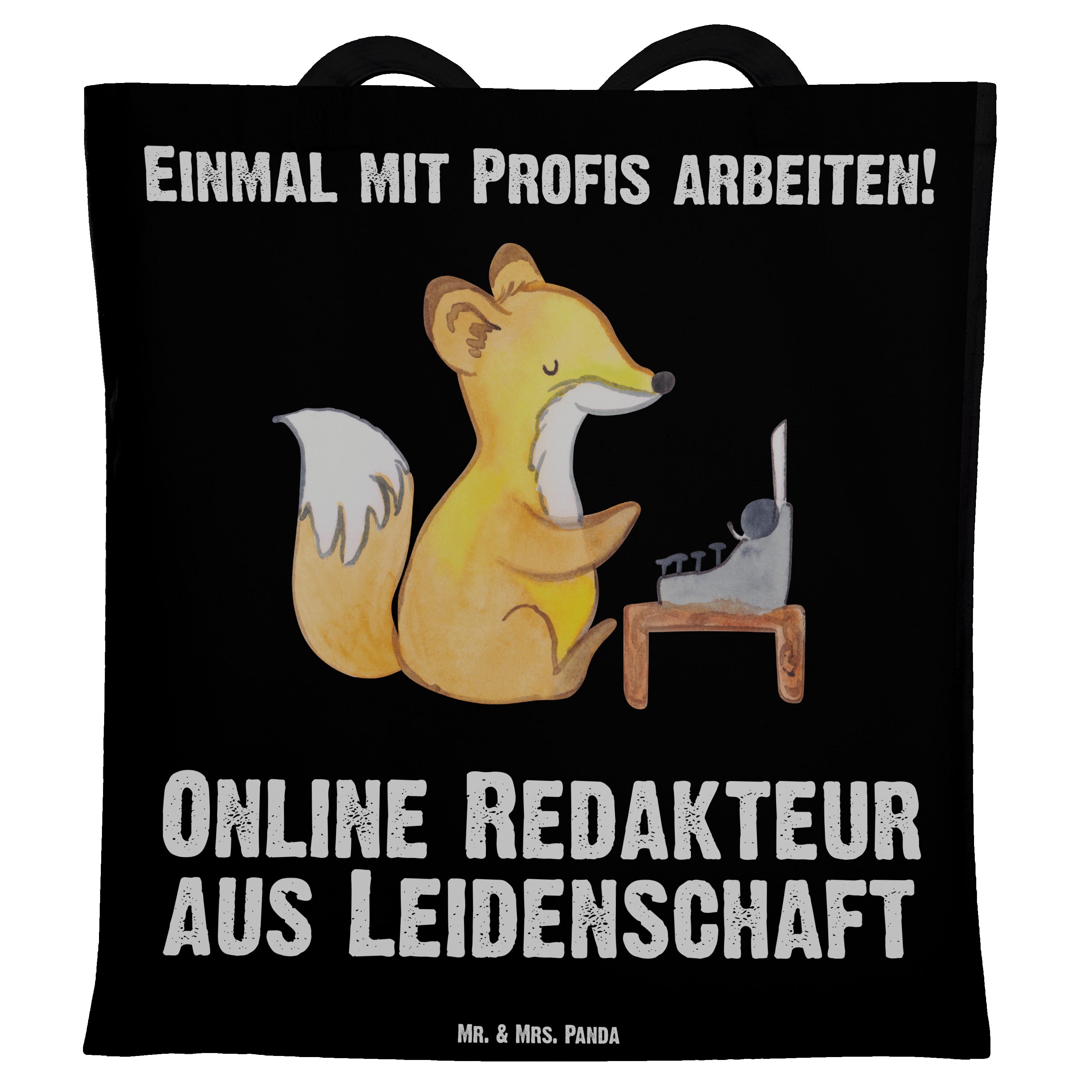 Mr. (1-tlg) - Geschenk, Panda aus Online & Mrs. Beuteltasche, Leidenschaft Schwarz Tragetasche - Redakteur