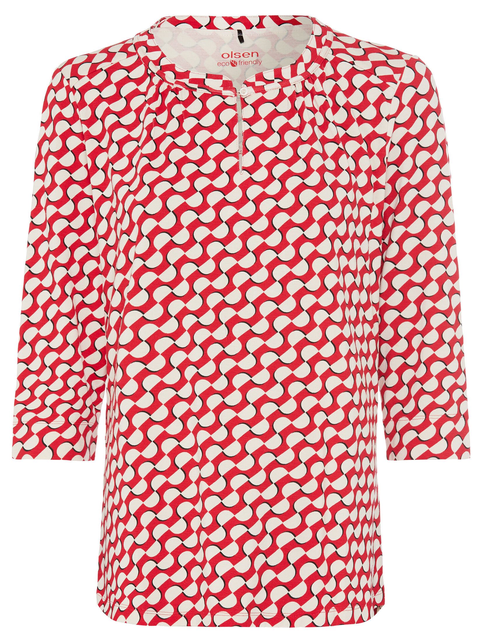 Olsen Rundhalsshirt (1-tlg) geschlitzter Rundhalsausschnitt günstig online kaufen