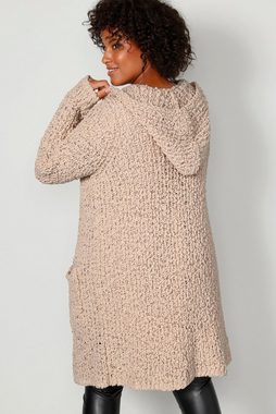 Angel of Style Strickjacke Long-Strickjacke Straight Fit Bouclé-Strick Kapuze