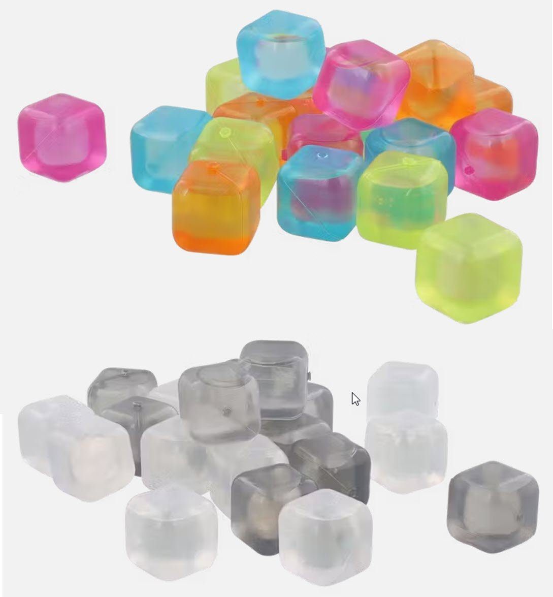 ORION Bunte Eiswürfel Aus Kunststoff – 20 Stück, Fruchtformen, Wiederverwendbar, Ca. 2,5x2,5 Cm