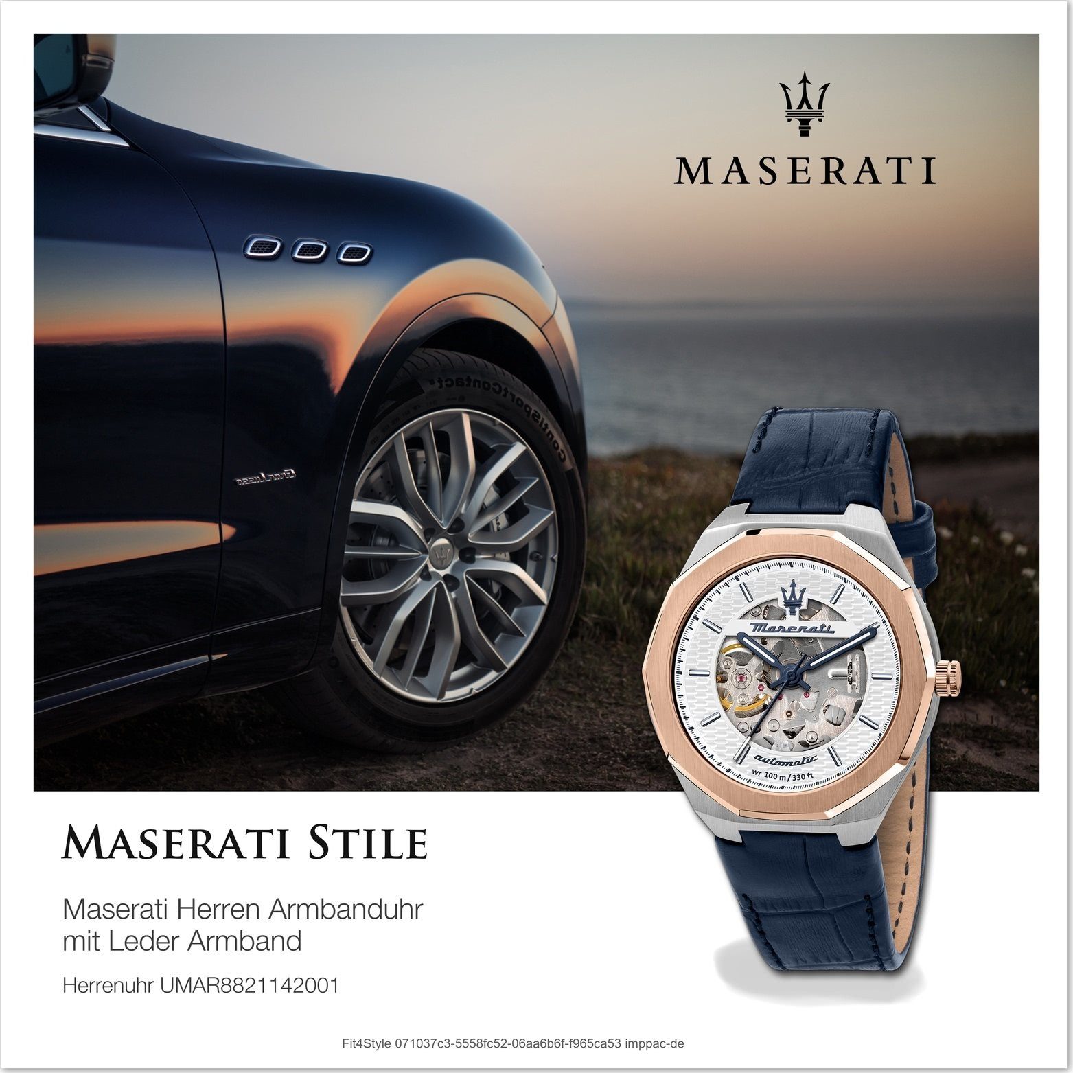 Herren Uhren MASERATI Quarzuhr D2UMAR8821142001 Maserati Leder Armband-Uhr Analog, Herrenuhr mit Lederarmband, rundes Gehäuse, g