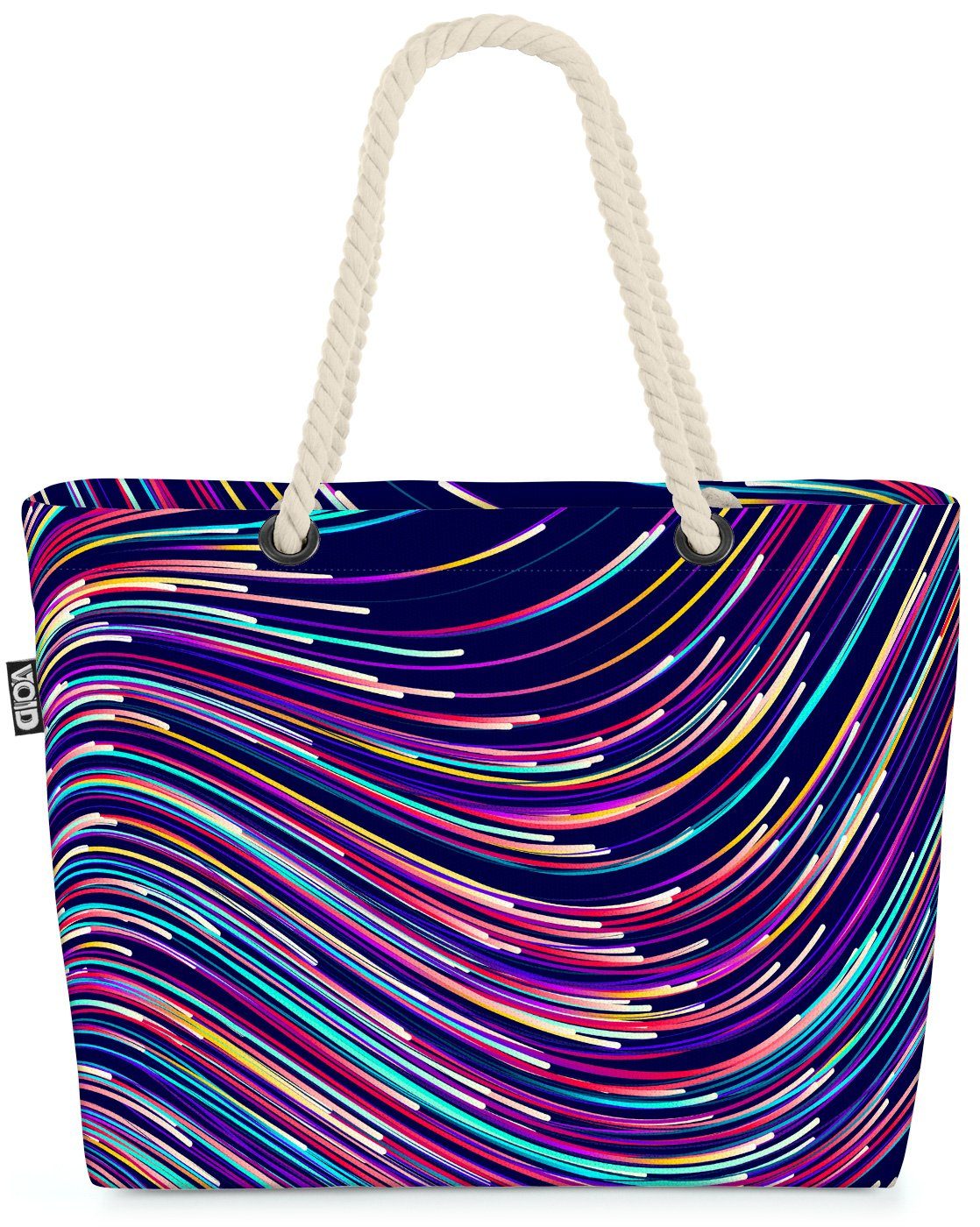 VOID Strandtasche (1-tlg), Farbwellen Kunst bunt kurve design Bag abstrakt regenbogen Beach linien welle