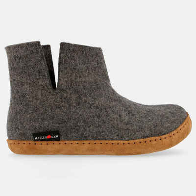 Haflinger Emils Booty Filzpantoffel Hausschuh mit Ledersohle Unisex Hausschuh