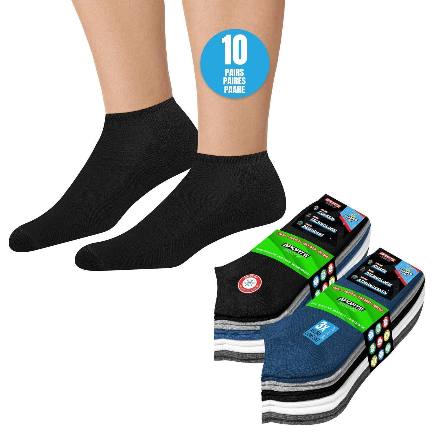 LuxusKollektion Sneakersocken Sneaker Socken Kurz 39-42 Mehrfarbig