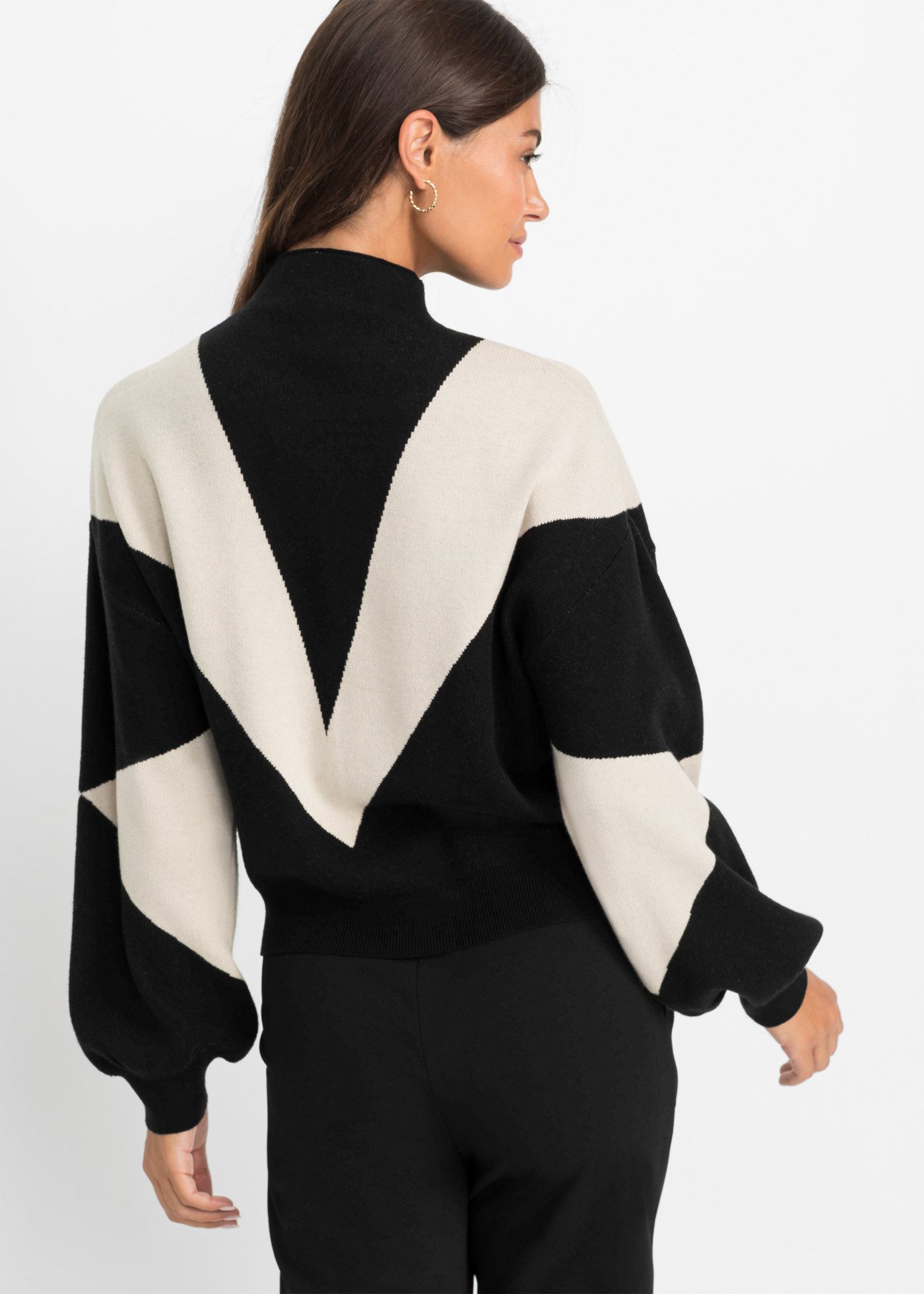 bonprix Strickpullover im grafischen Intarsien‑Strick mit Viskoseanteil