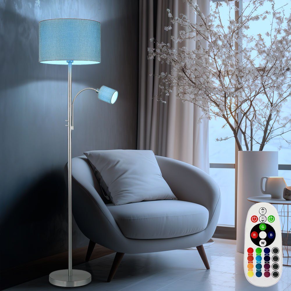 LED Stehlampe Leselampe RGB Globo mit Farbwechsel, Fernbedienung Leuchtmittel inklusive, Deckenfluter Stehlampe, Warmweiß, Textil LED
