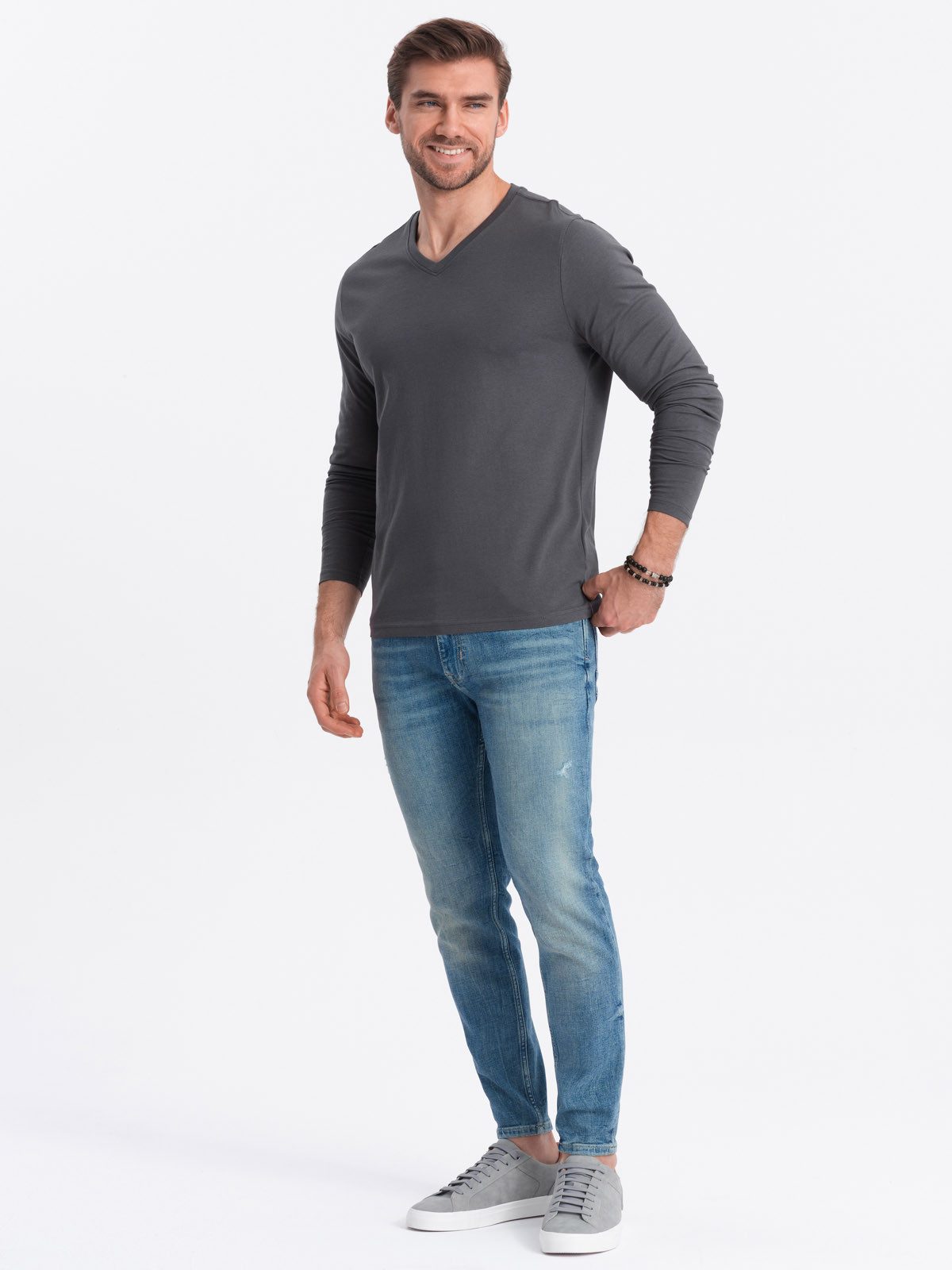 OMBRE Longsleeve Longsleeve für Herren mit V-Ausschnitt.