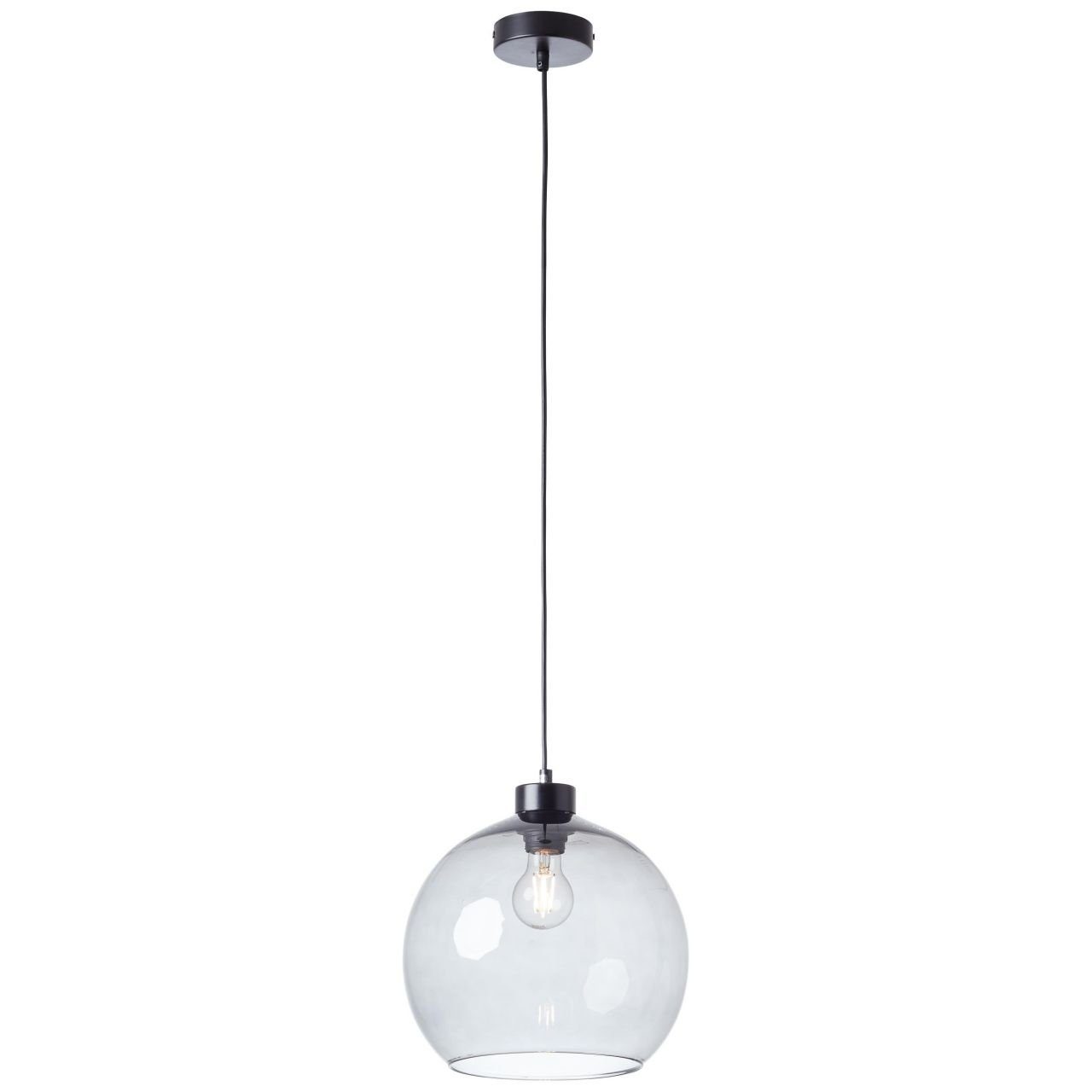 Brilliant Pendelleuchte Nelios, ohne Leuchtmittel, 120 cm Höhe, Ø 28 cm,  E27, kürzbar, Glas/Metall, schwarz