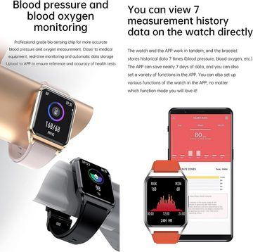 findtime Smartwatch (1,69 Zoll, Android iOS), Fitnessuhr Bluetooth Telefon Anrufs Sportuhr Pulsuhr Wasserdicht Uhr