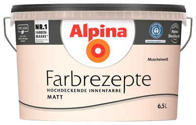 Alpina Wand- und Deckenfarbe »Farbrezepte Muschelweiß«, Denzentes Cremeweiß, matt, 6,5 Liter