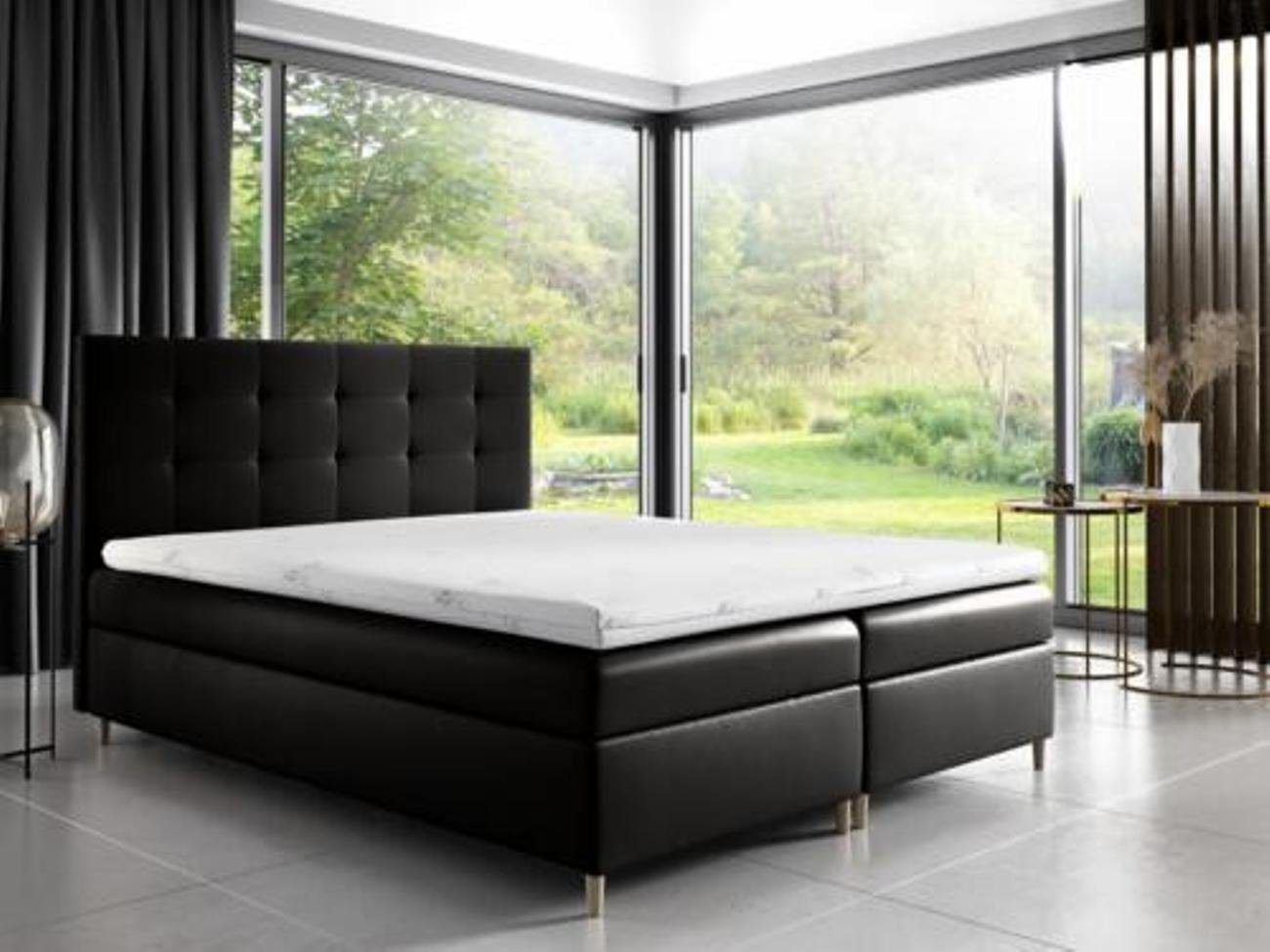 JVmoebel Bett, Doppel Hotel Modern Bett Schlafzimmer Betten Design Boxspringbett Schwarz