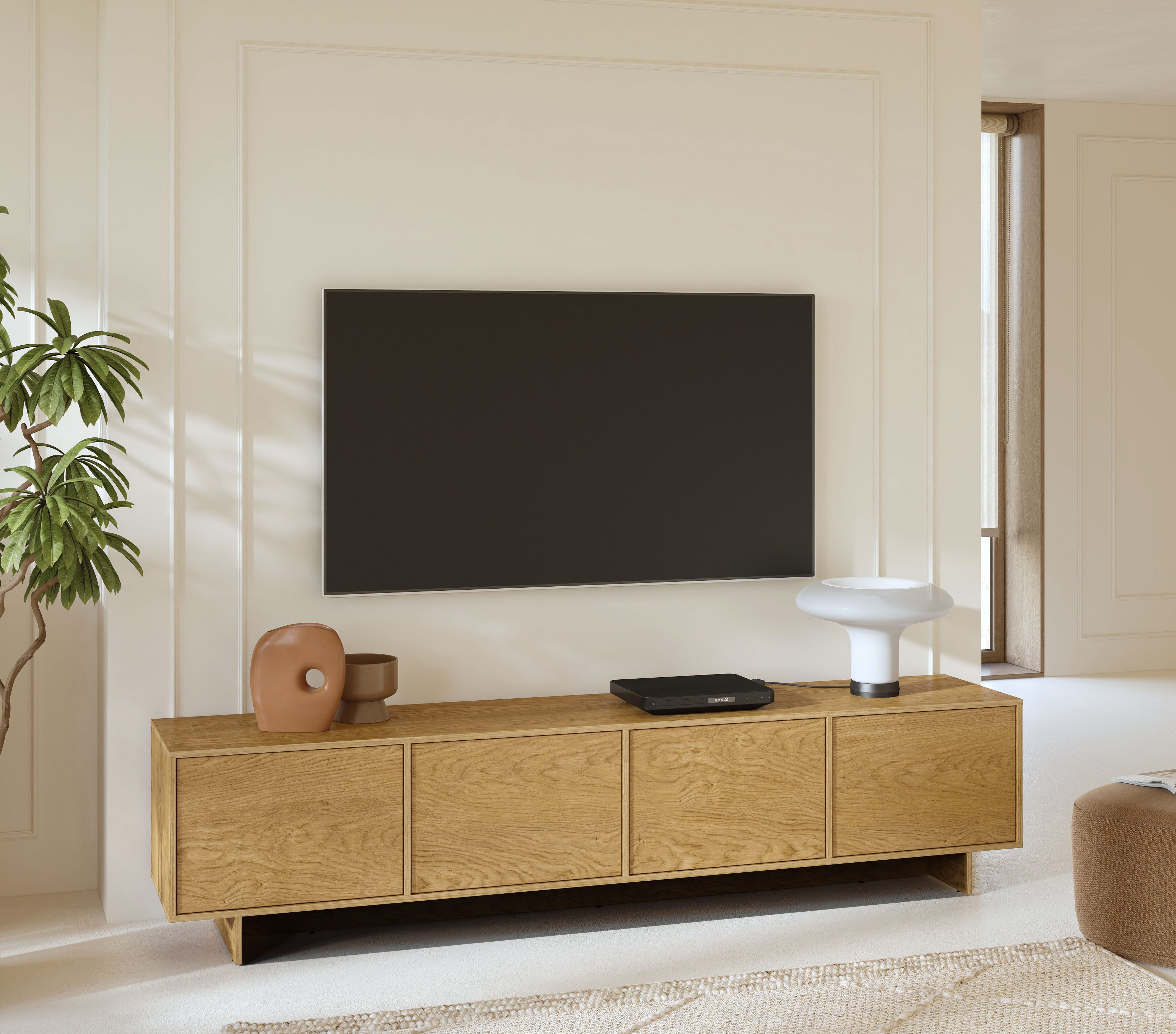 OTTO home Lowboard Tatami, Modernes griffloses TV-Board, Breit 220,50cm, TV-Schrank, TV-Schrank, TV-Board mit viel Stauraum, push-to-open-Funktion