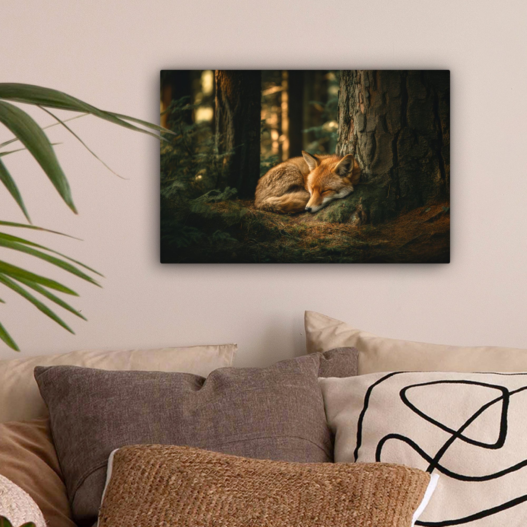 OneMillionCanvasses® Leinwandbild Fuchs - Wald - Schlaf, Fotodruck (1 St), günstig online kaufen