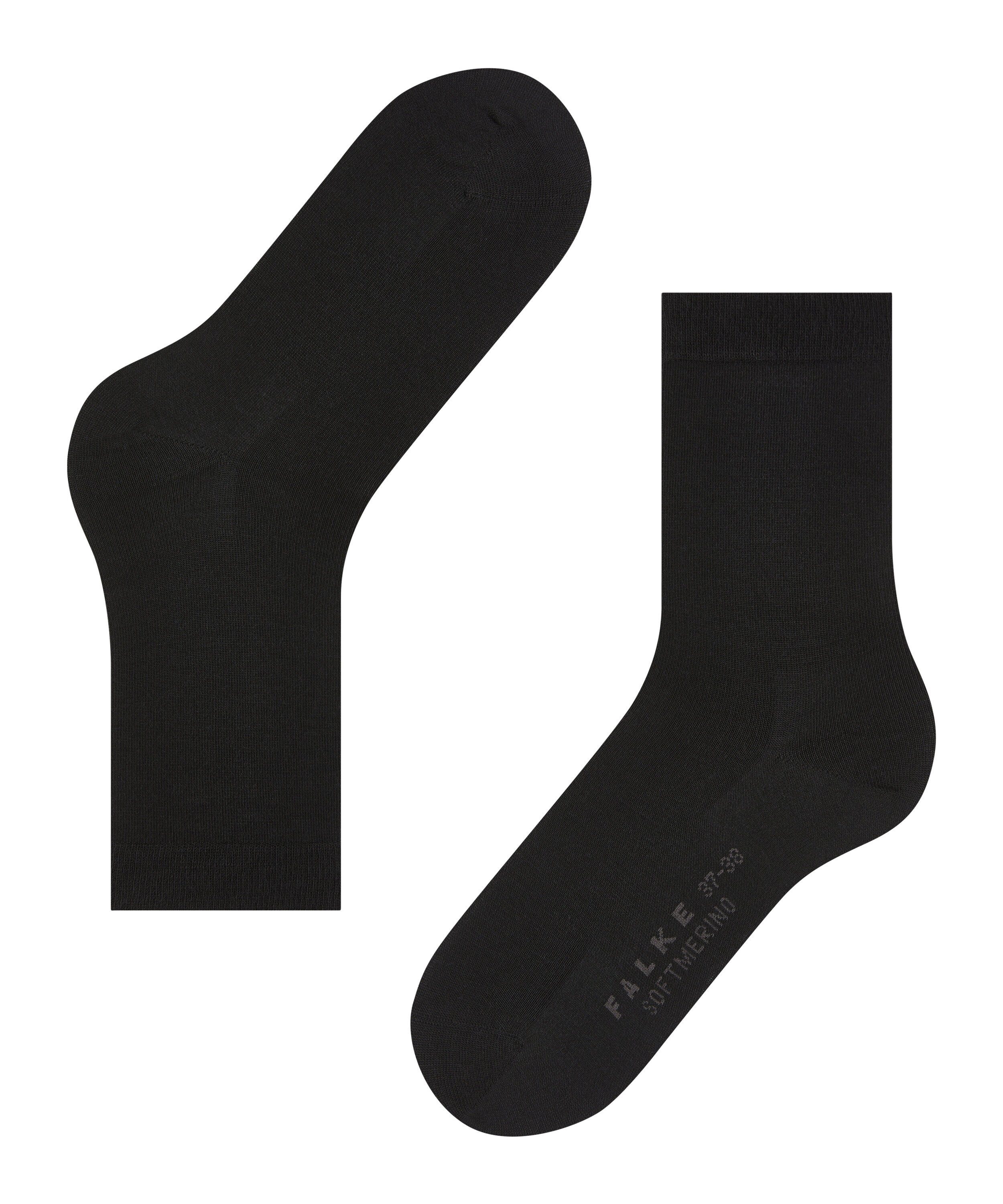 (1-Paar) Socken FALKE (3009) black Softmerino