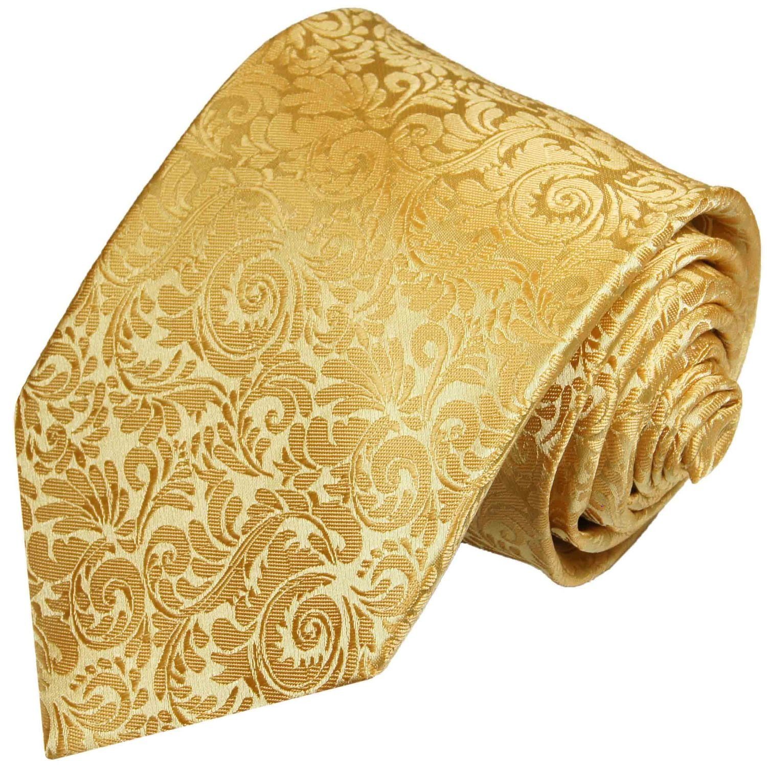 Paul Malone Krawatte Herren Seide Seidenkrawatte barock (8cm), gold 100% Breit 902 elegant