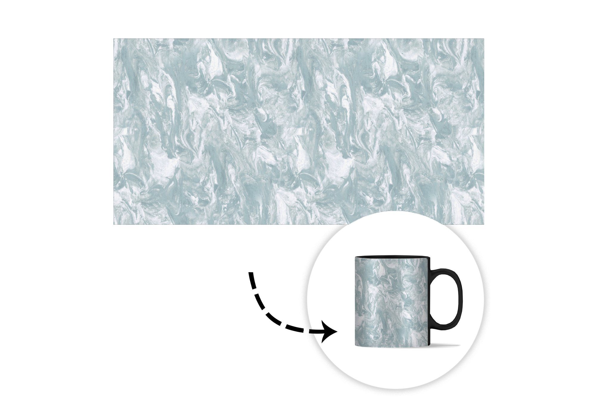Teetasse, Grau Farbwechsel, Keramik, Geschenk - Tasse MuchoWow - Marmor Farbe Zaubertasse, Kaffeetassen, - Muster,