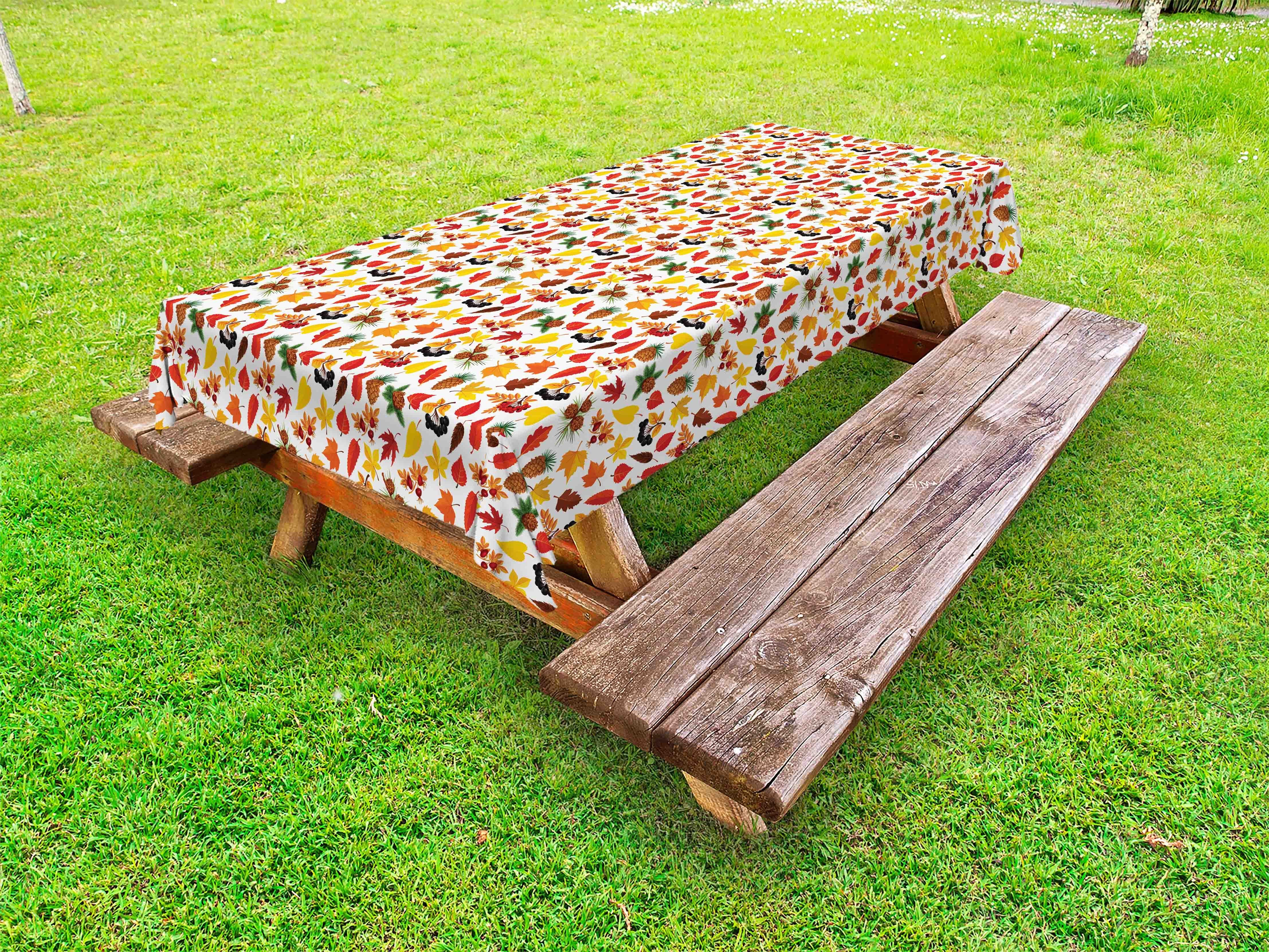 Herbst Picknick-Tischdecke, dekorative Abakuhaus Kiefer-Kegel-Ernte Tischdecke waschbare Maple