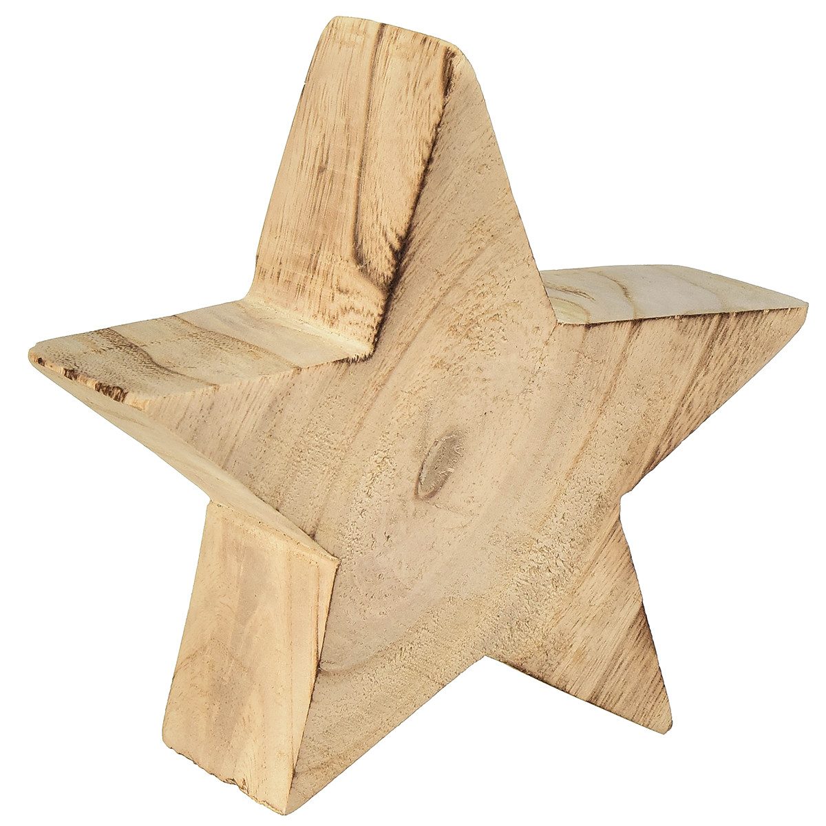 Florists Products Weihnachtsmann Rustikaler Holzstern Deko – Massiv Paulownia Holz, Ø 15cm, 2 Stück