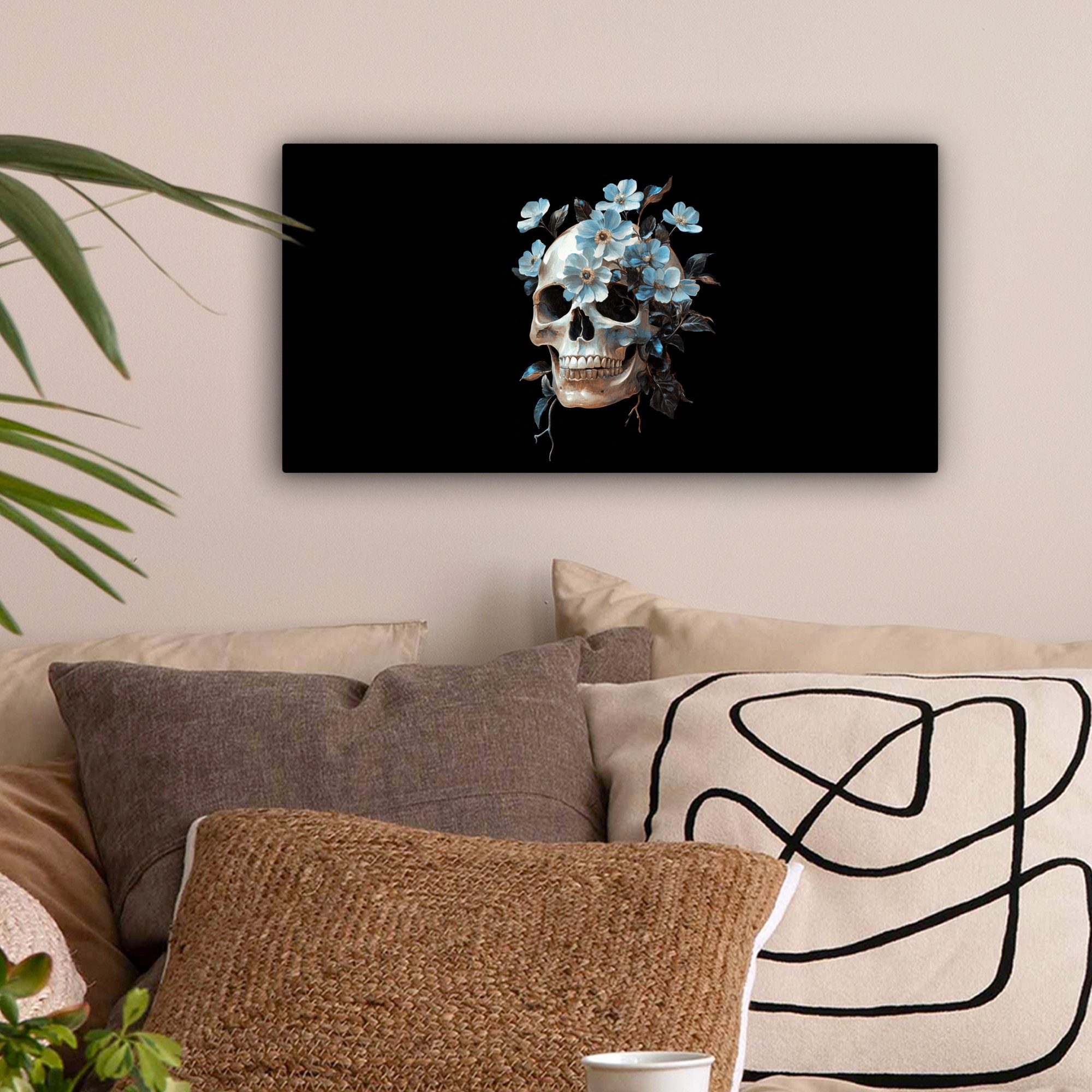 OneMillionCanvasses® Leinwandbild Panorama Totenkopf - Blau günstig online kaufen