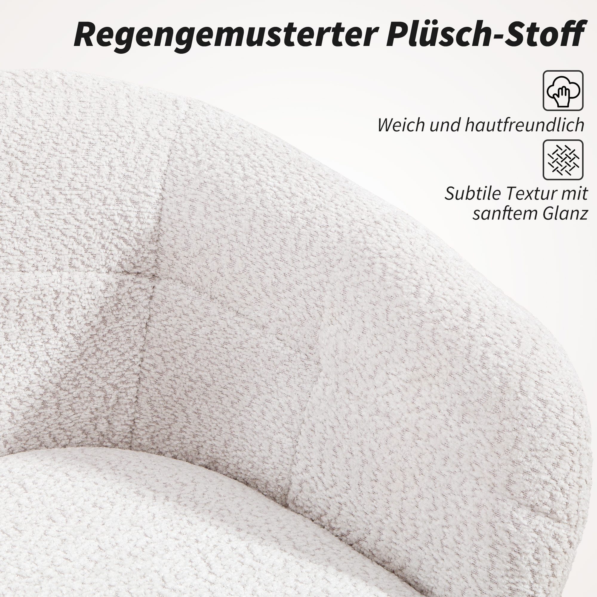 HOMCOM Bürostuhl Schreibtischstuhl, höhenverstellbar (Drehstuhl, 1 St), für Arbeitszimmer, Wohnzimmer, Cremeweiß – Bild 4 von 5