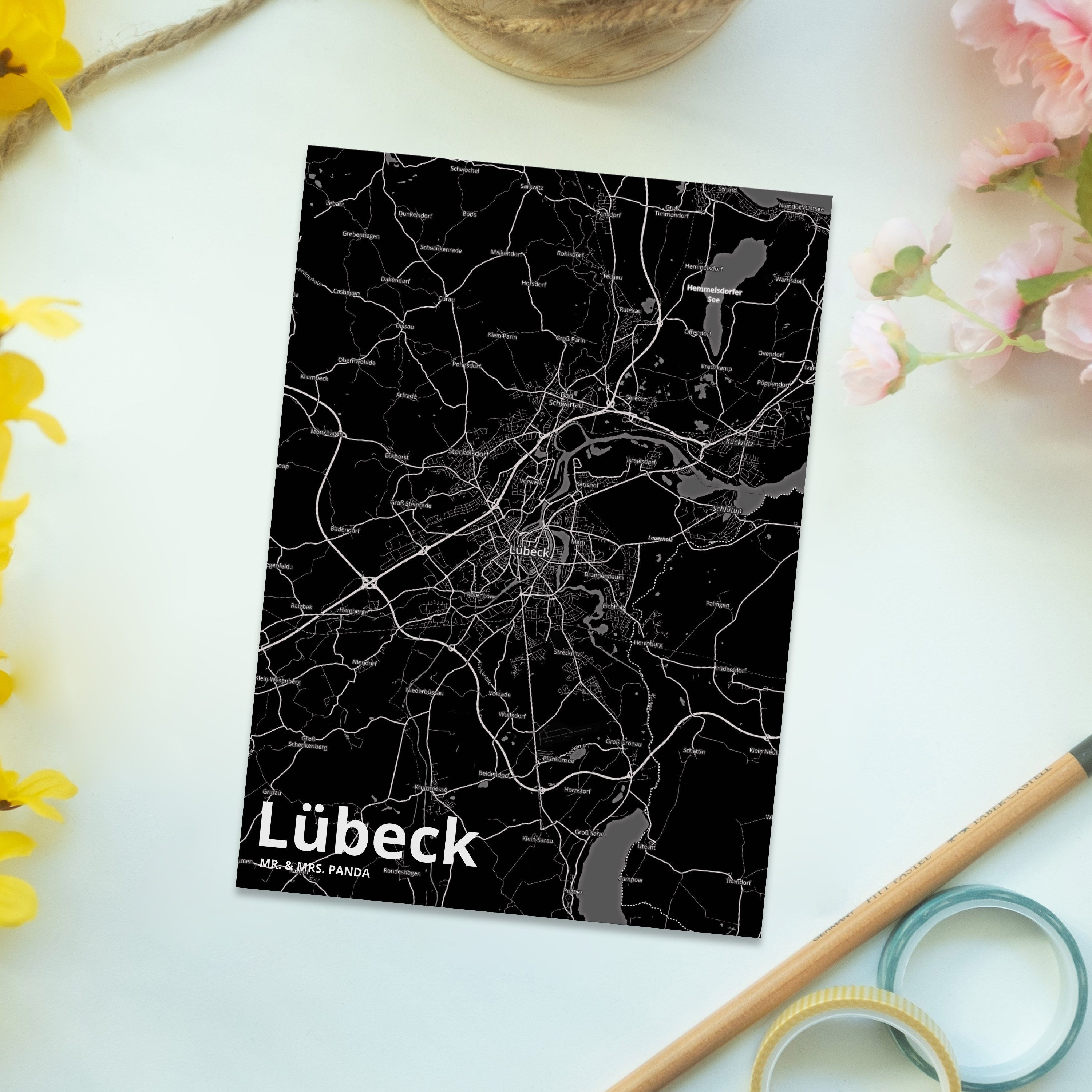- Dankeskarte, Ansichtskarte, Ge Ort, Mr. Stadt, Postkarte & Städte, Mrs. Geschenk, Lübeck Panda
