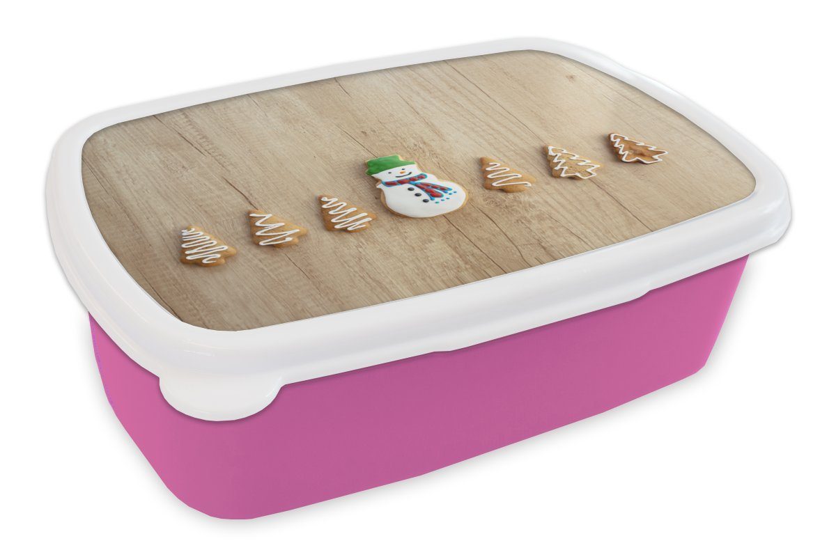 MuchoWow Brotbox Lunchbox Weihnachtsplätzchen, (2-tlg), Kunststoff, Brotdose rosa Erwachsene, Kunststoff Mädchen, für Snackbox, Kinder,