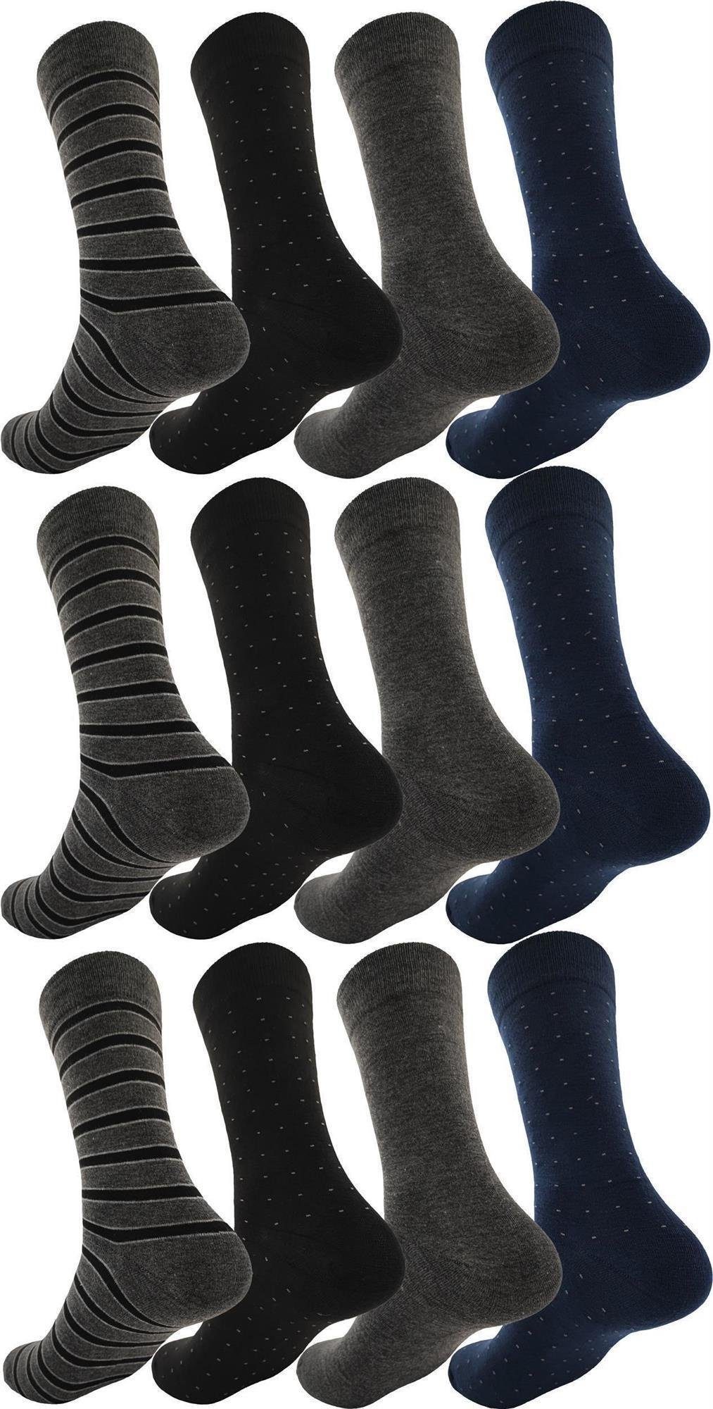 EloModa Basicsocken 12 Paar Herren Socken Muster klassischer Form Freizeit Sport (12-Paar) Mix2