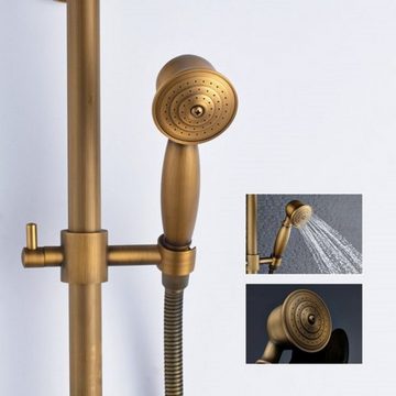 Auralum Duschsystem Duscharmatur Retro mit Armatur aus Antik höhenverstellbar Duschsäule