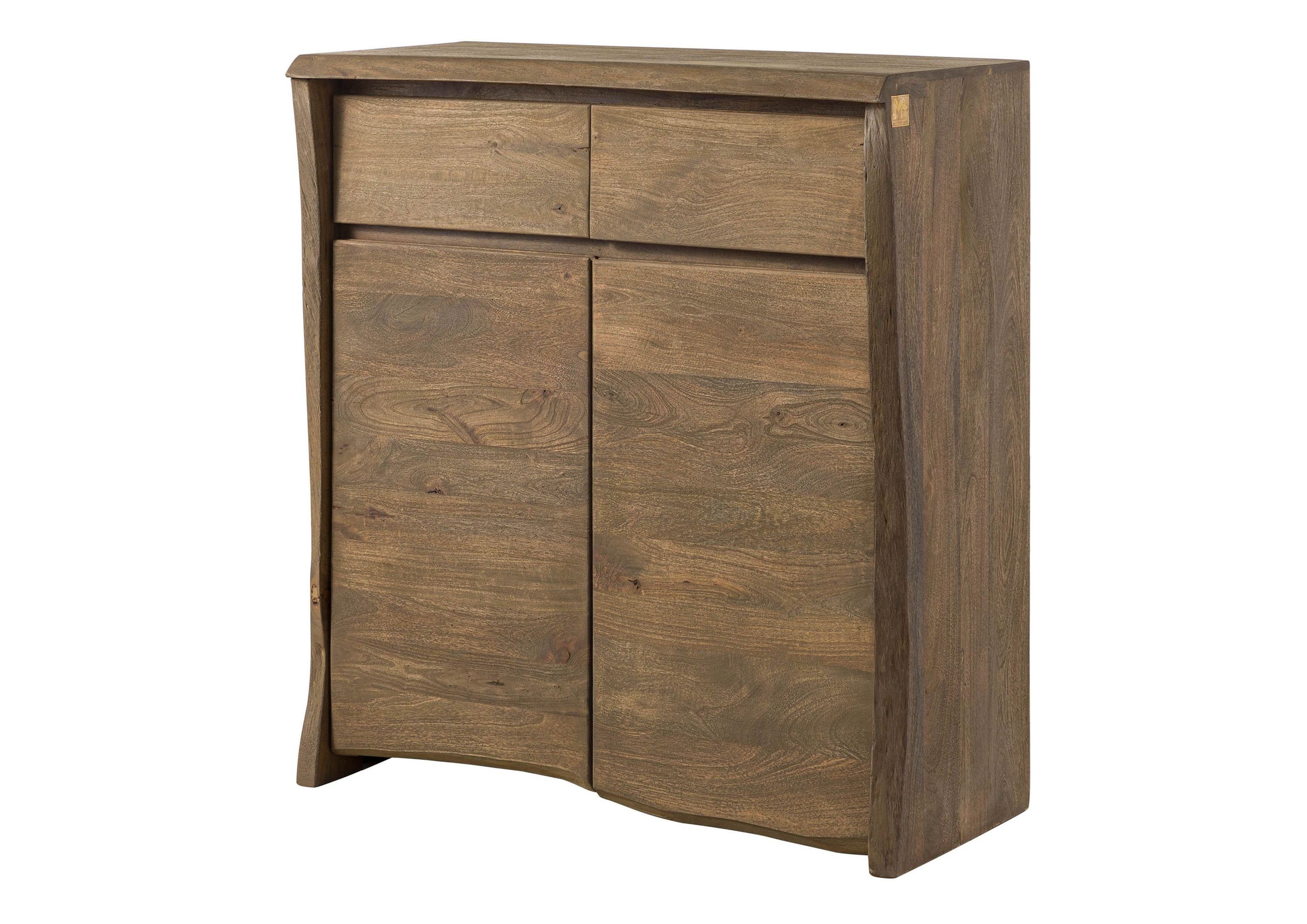 Massivmoebel24 Highboard PURE MANGO (Massivholz), Mango 100x48x111 braun geölt / sandgestrahlt PURE MANGO #101