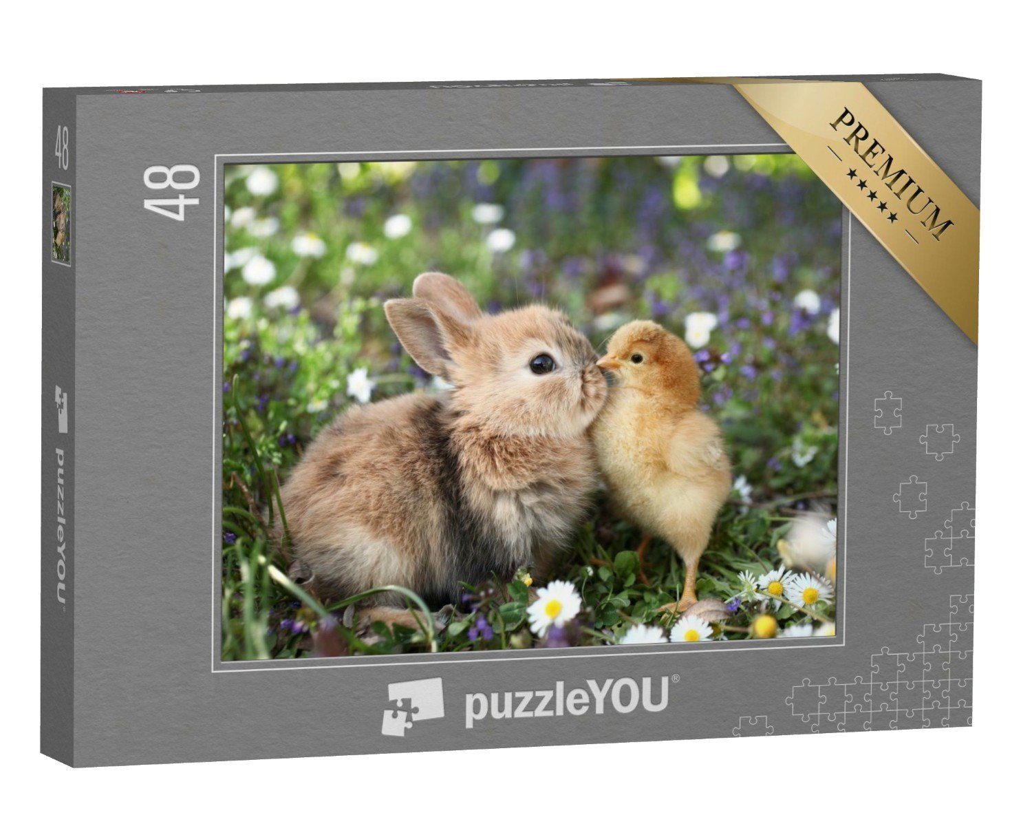 puzzleYOU-Kollektionen Puzzleteile, Beste Freunde: Küken, und Kleines Puzzle 48 Kaninchen, Kaninchen Bauernhof-Tiere puzzleYOU