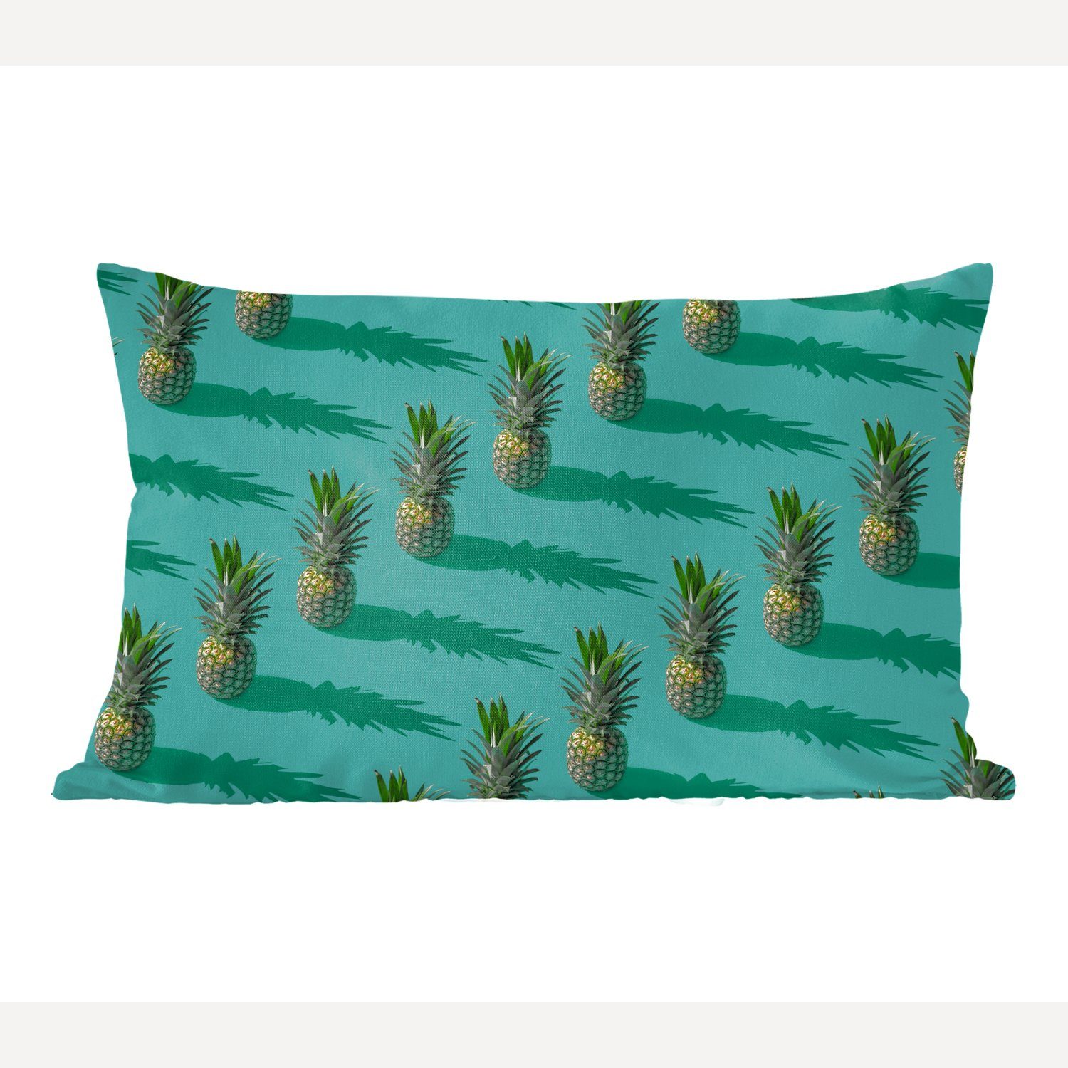 MuchoWow Dekokissen Sommer - Ananas - Blau, Wohzimmer Dekoration, Zierkissen, Dekokissen mit Füllung, Schlafzimmer