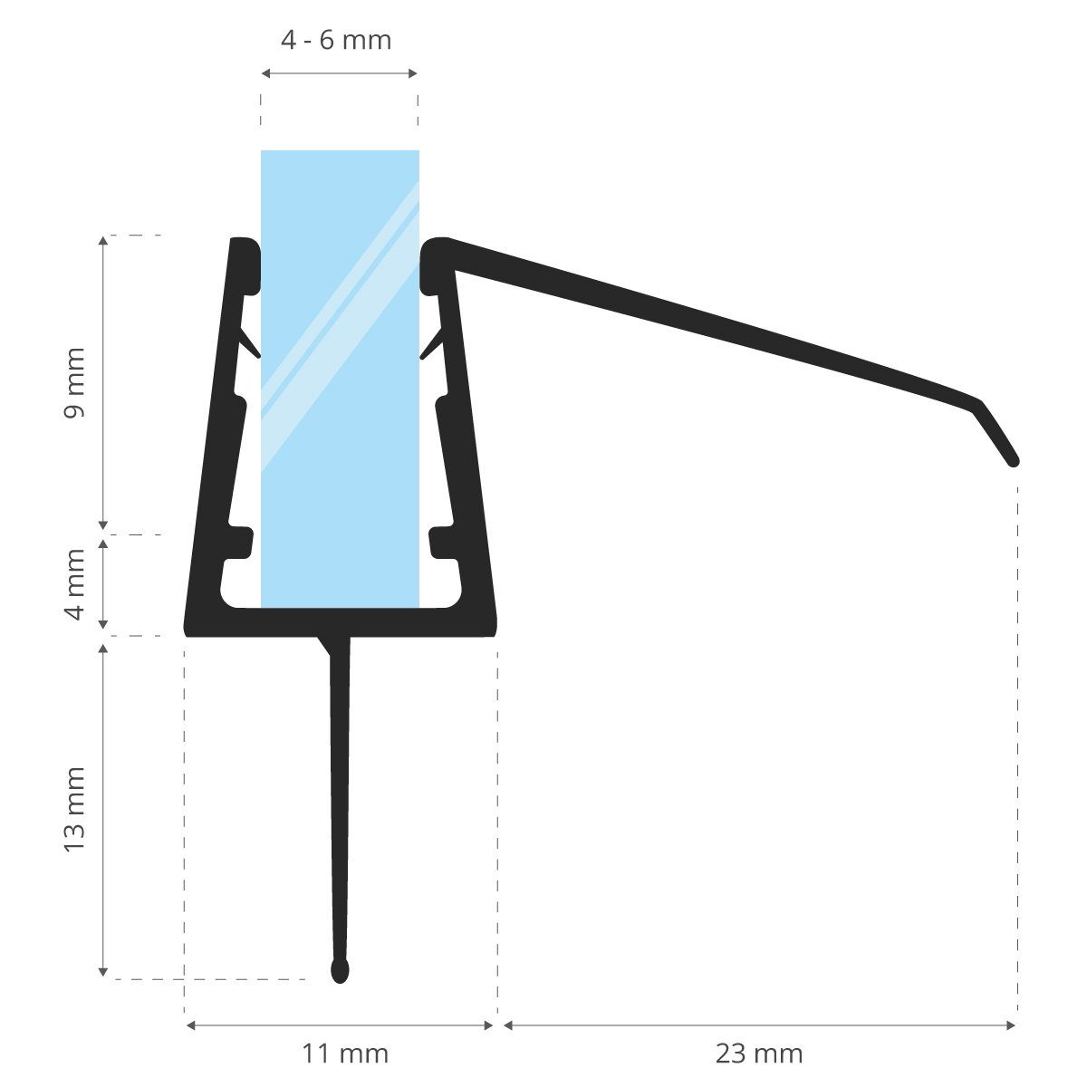 Thumbnail - STEIGNER Duschdichtung 30cm Gerade PVC Ersatzdichtung für Dusche, L: 30 cm, (1 Stück Packung, Einzeldichtung), Glasstärk...