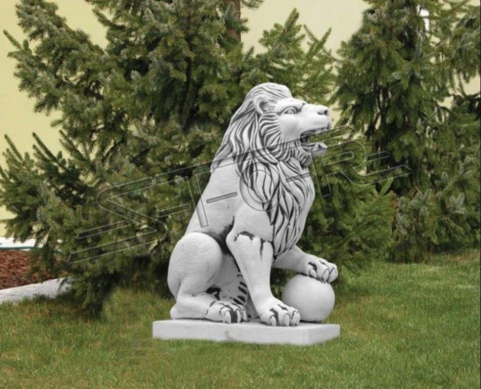 Figur Löwe JVmoebel Garten Skulpturen Edler Skulptur Ritter Terrasse Figuren Skulptur