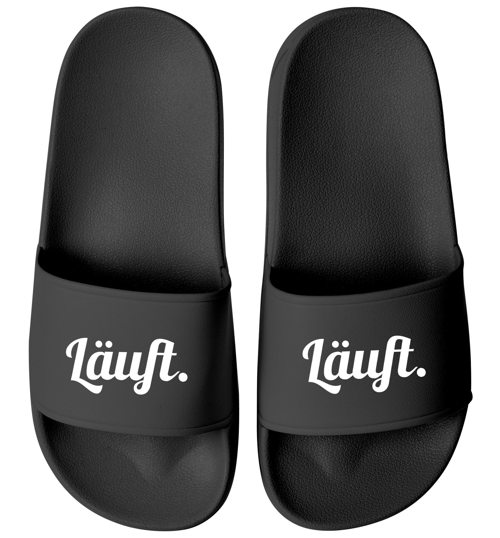Badeschlappen Unisex mit Aufdruck Läuft Herren Damen Badeschuhe Badesandale