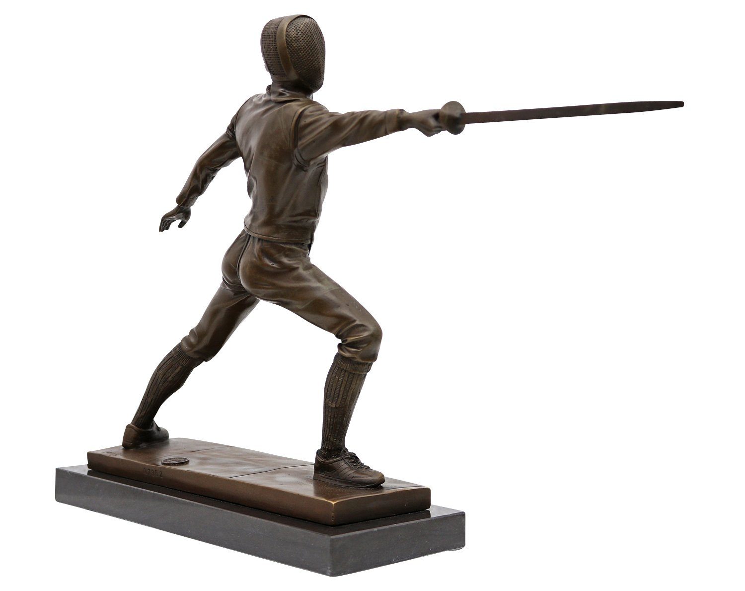 Aubaho Skulptur Bronze Statue Sport Antik-Stil 44cm Fechter Bronzeskulptur Figur im